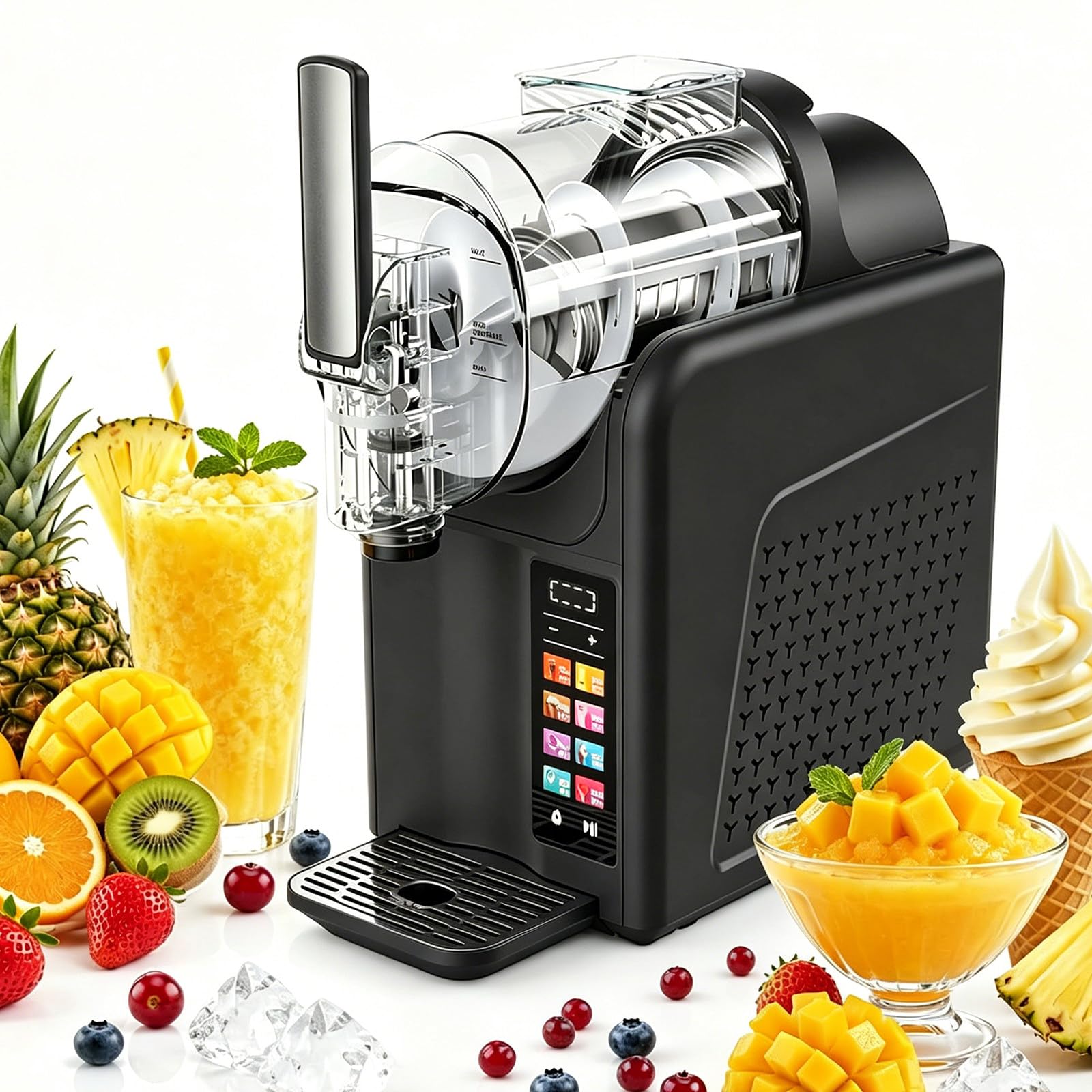 AityBuy Slushie Machine, 2L/68oz Fro-zen Drink & Slushy Maker for Home, No Ice Needed, 7 Presets, Self-Cleaning, for Margaritas, Frappés, Milkshakes, Smoothies SingleBowl-Black