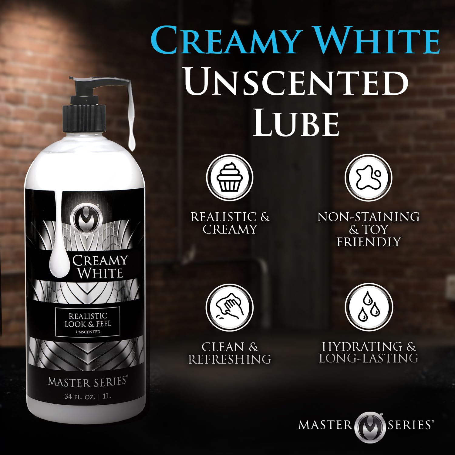 Master Series Body Glide - Crema blanca sin perfume a base de agua, 34 oz