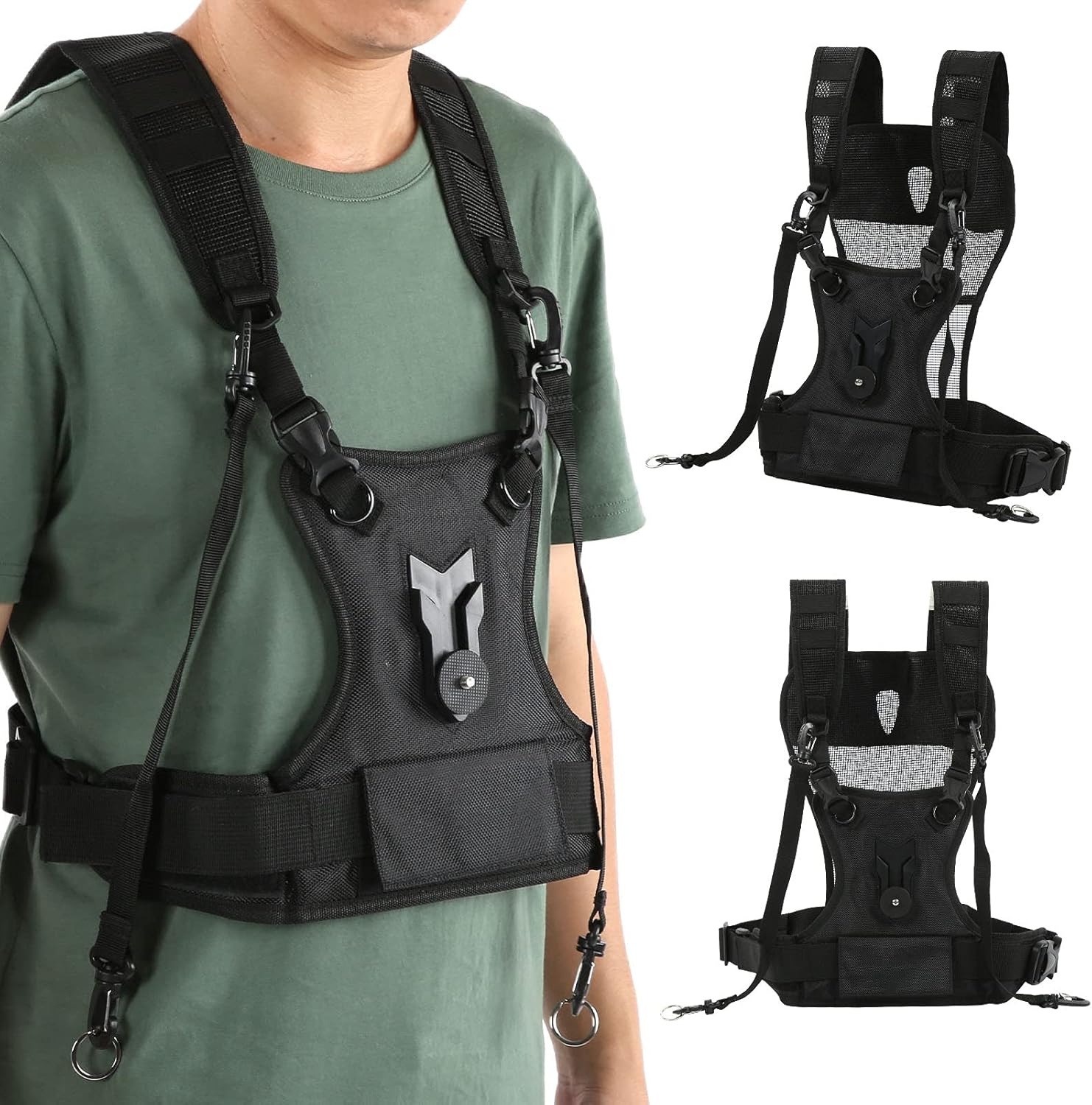 Dual Camera Strap, Adjustable Multi Carrying Dual Camera Harness with Side Holster & Secure Strap, Breathable Comfortable Double Shoulder Camera Strap for Photographer, Hiking, Climbing, Travel Use - Image 5