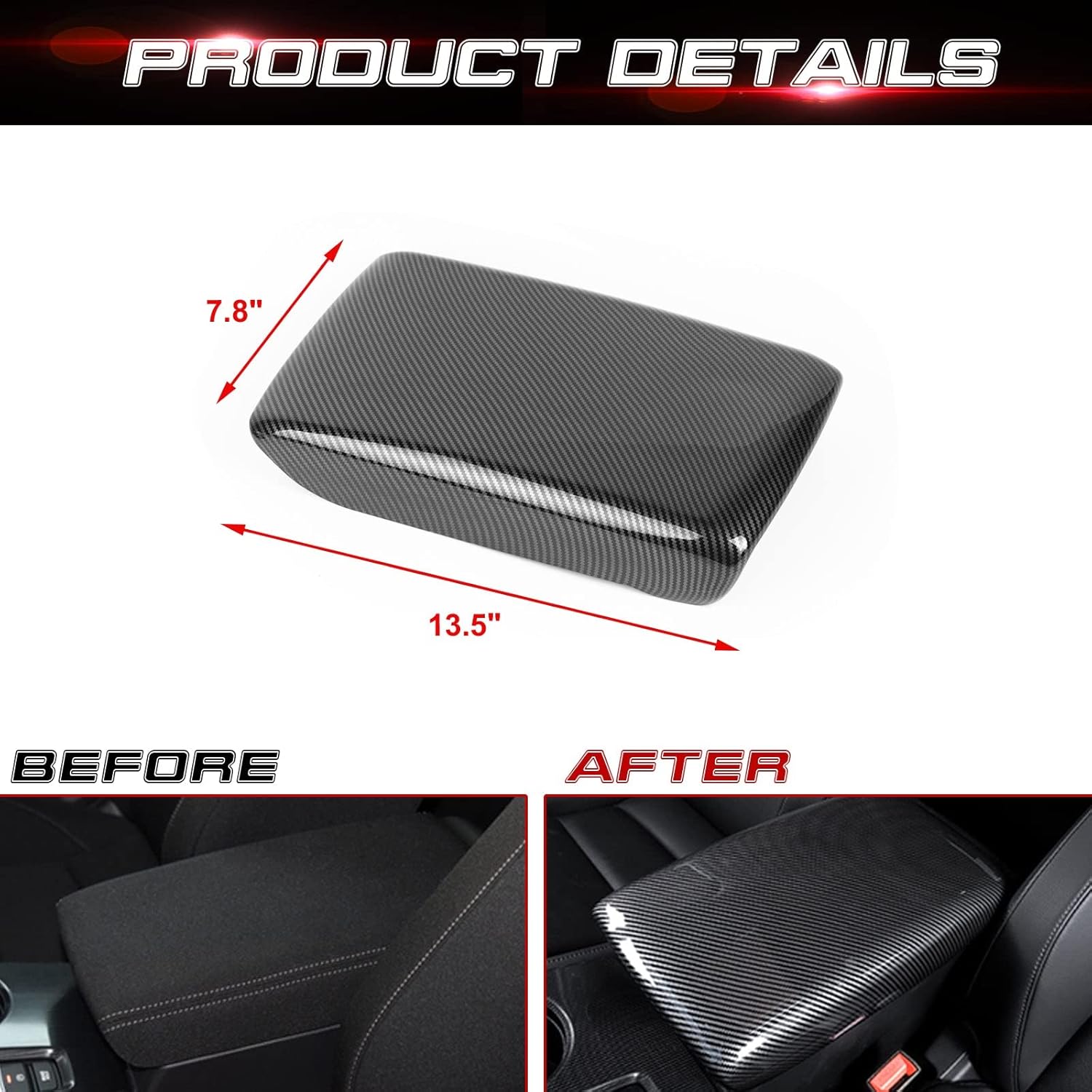 x xotic tech Car Center Console Cover Armrest Box Protector Trim Compatible with Honda Civic 11th Gen 2022 2023 2024 2025 Interior Accessories (Carbon Fiber Style)