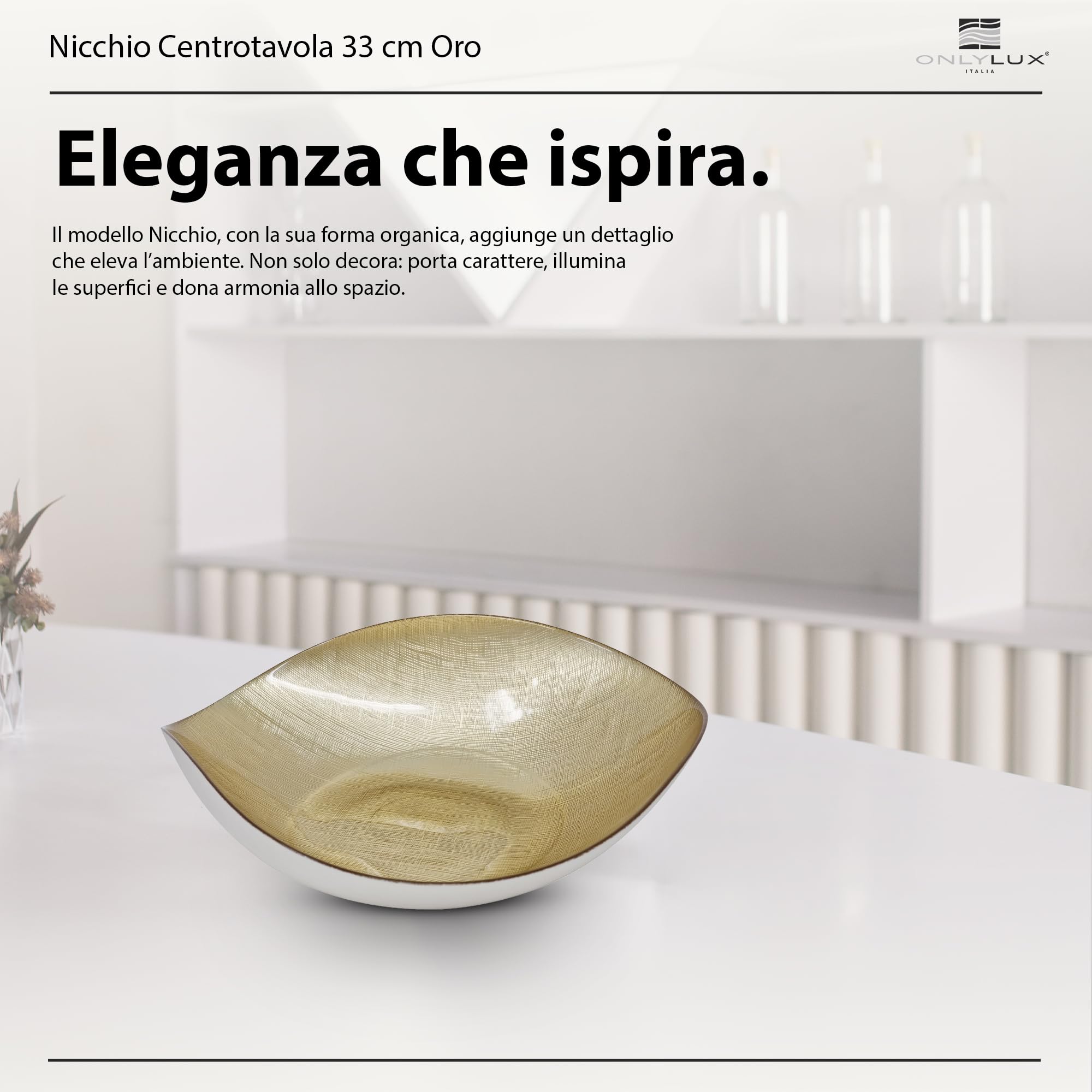 Onlylux Centrotavola Nicchio in Vetro Centrifugato Artigianale 33 cm