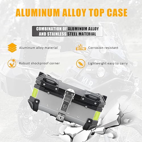 Miniatura 5 de LASIEYO 2023 - Maleta superior de motocicleta de 28 L, caja de aluminio para maletero de motocicleta con cerradura de seguridad para almacenar casco
