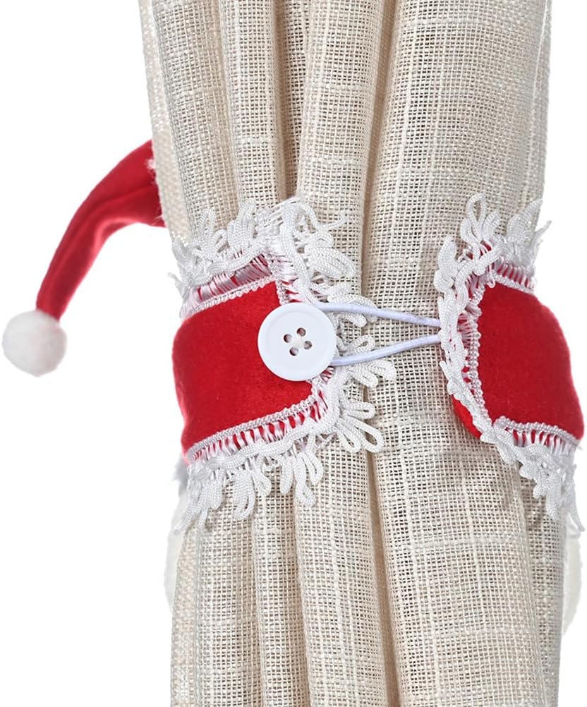 4 Pcs Christmas Window Buckle Magnetic Curtain Tiebacks Holiday Curtain Holder Christmas Hanging Ornament Santa Ornament Drape Holdback Xmas Rope Household Rubber Band