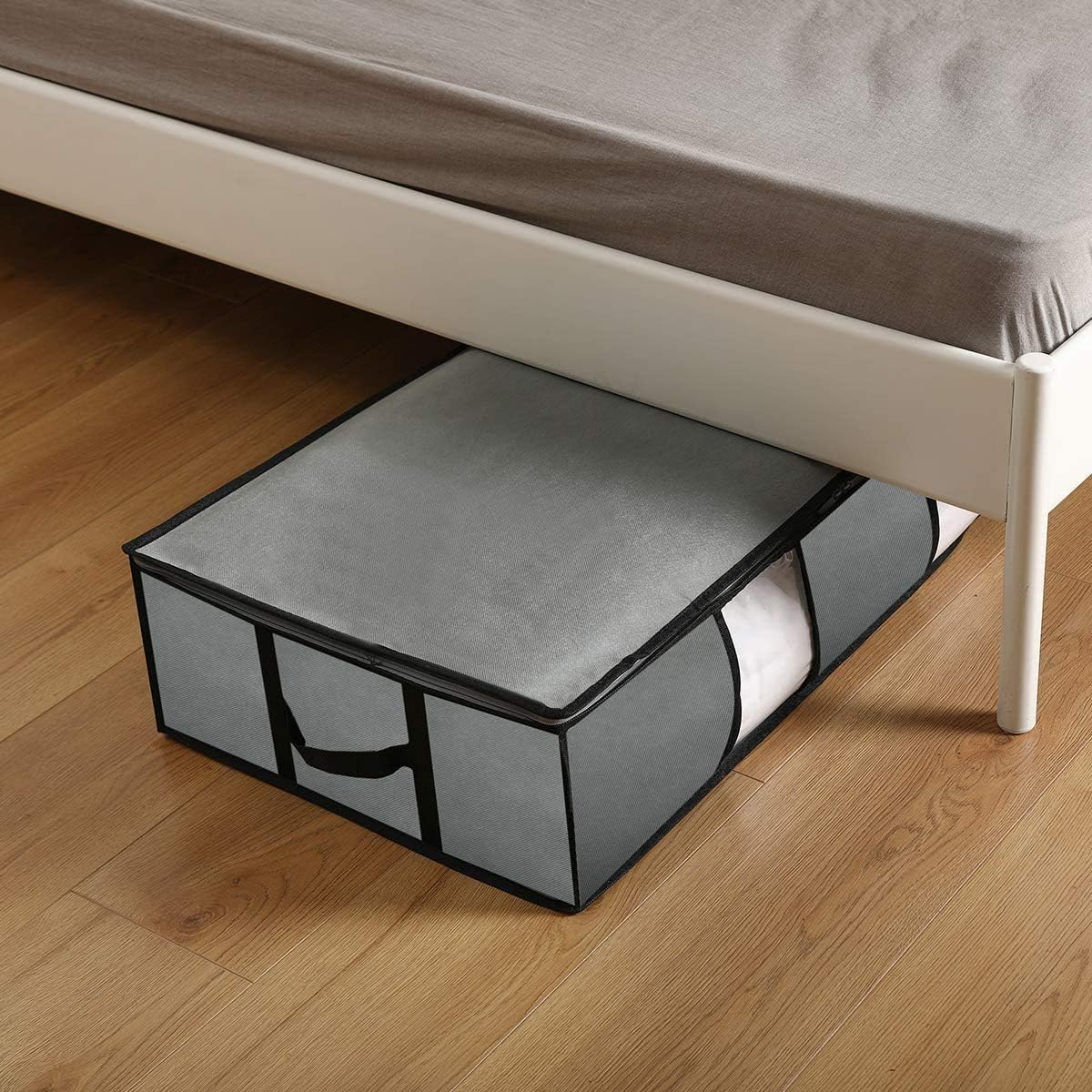 Hercugifts Under Bed Storage Bag Underbed Storage Containers 4pack Large for Seasonal Clothes Comforters Sheets Blankets Grey