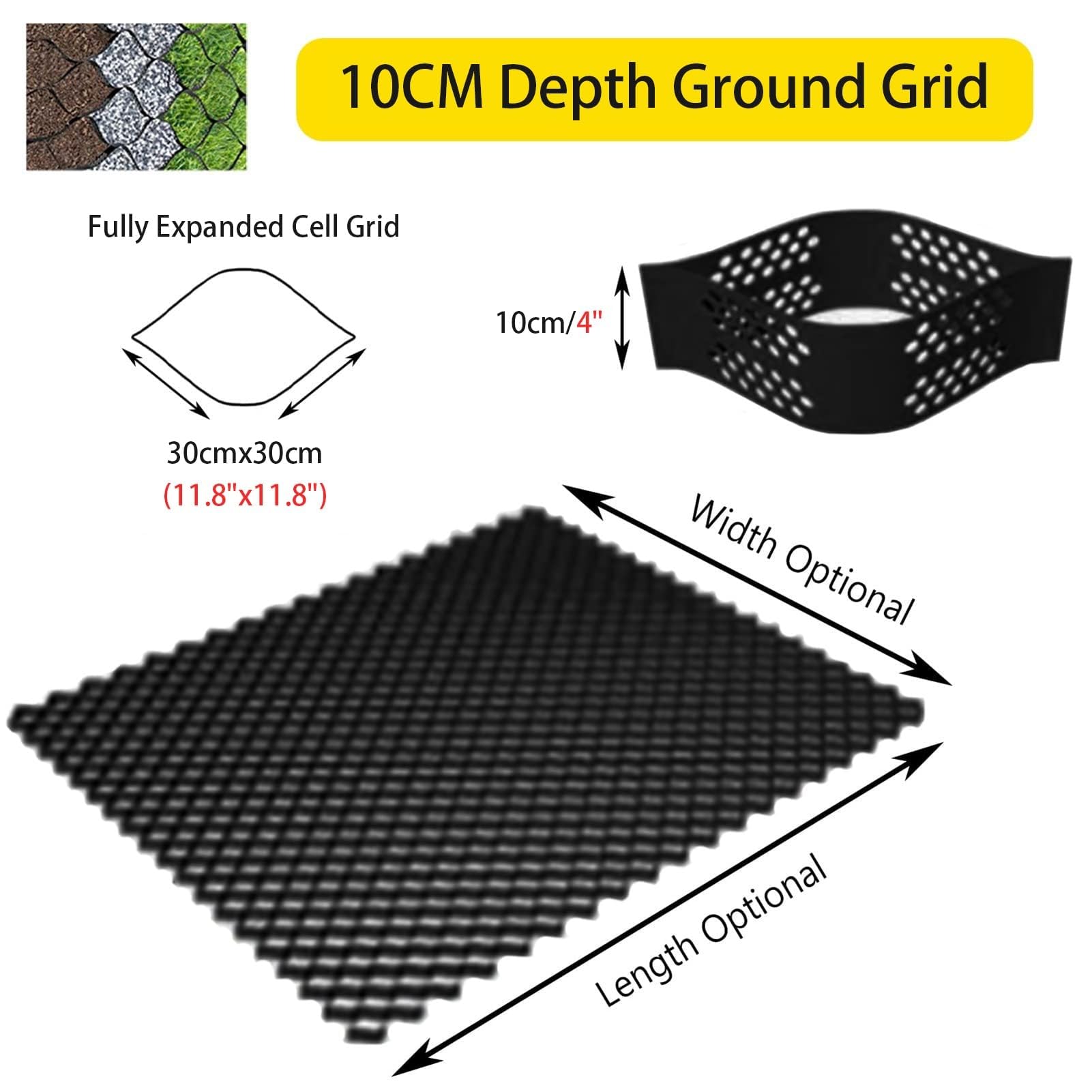 5 cm Geo Gravel Grid Ground Gravel, rozszerzalna siatka stabilizacyjna z polietylenu, HDPE o wysokiej gęstości, łatwa instalacja, idealna do ogrodów, podjazdów, obciążenie 850 kg na metr kwadratowy