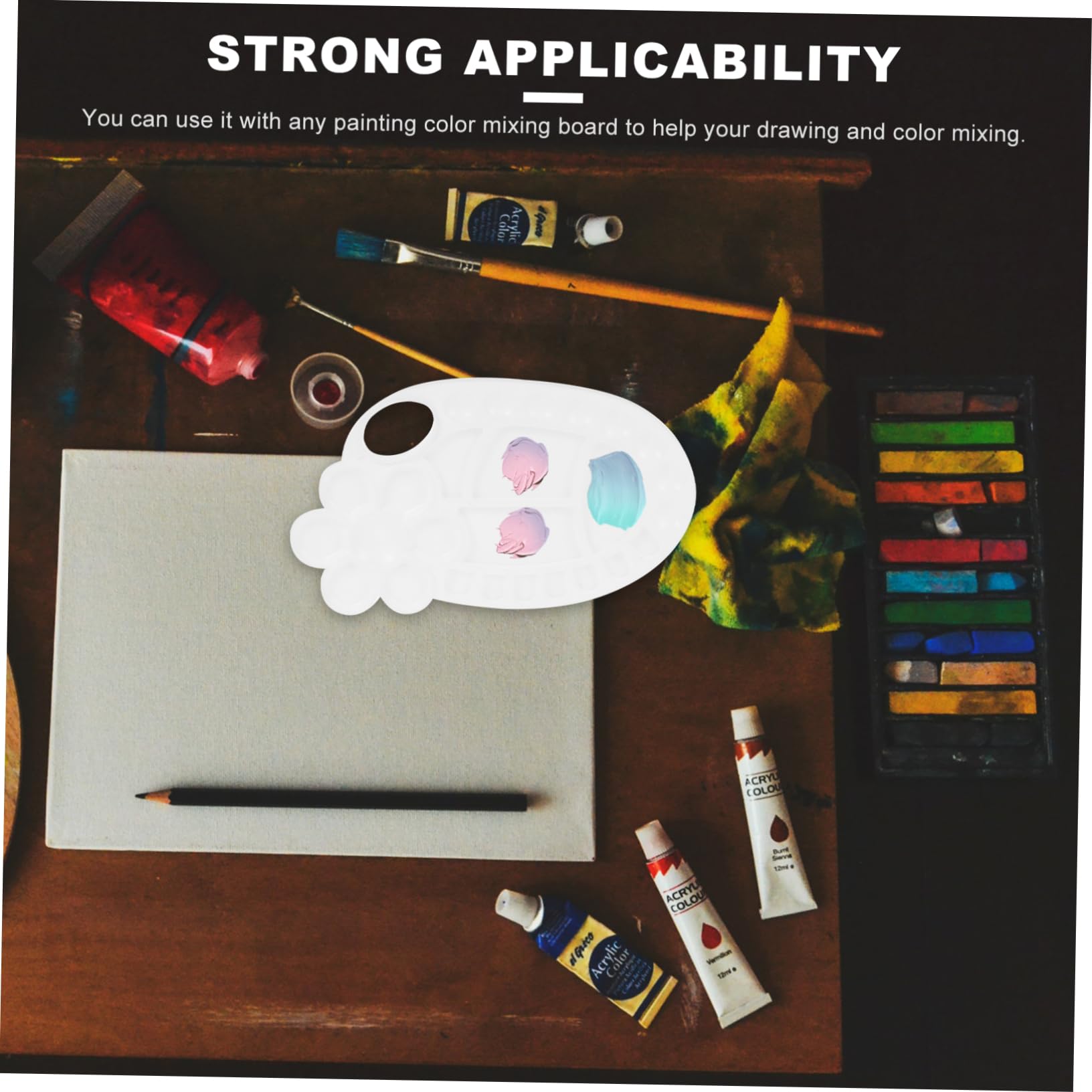 ARTIBETTER Oval Palette 5pcs Painting Trays Mixing Boards Plastic for Artists DIY Projects