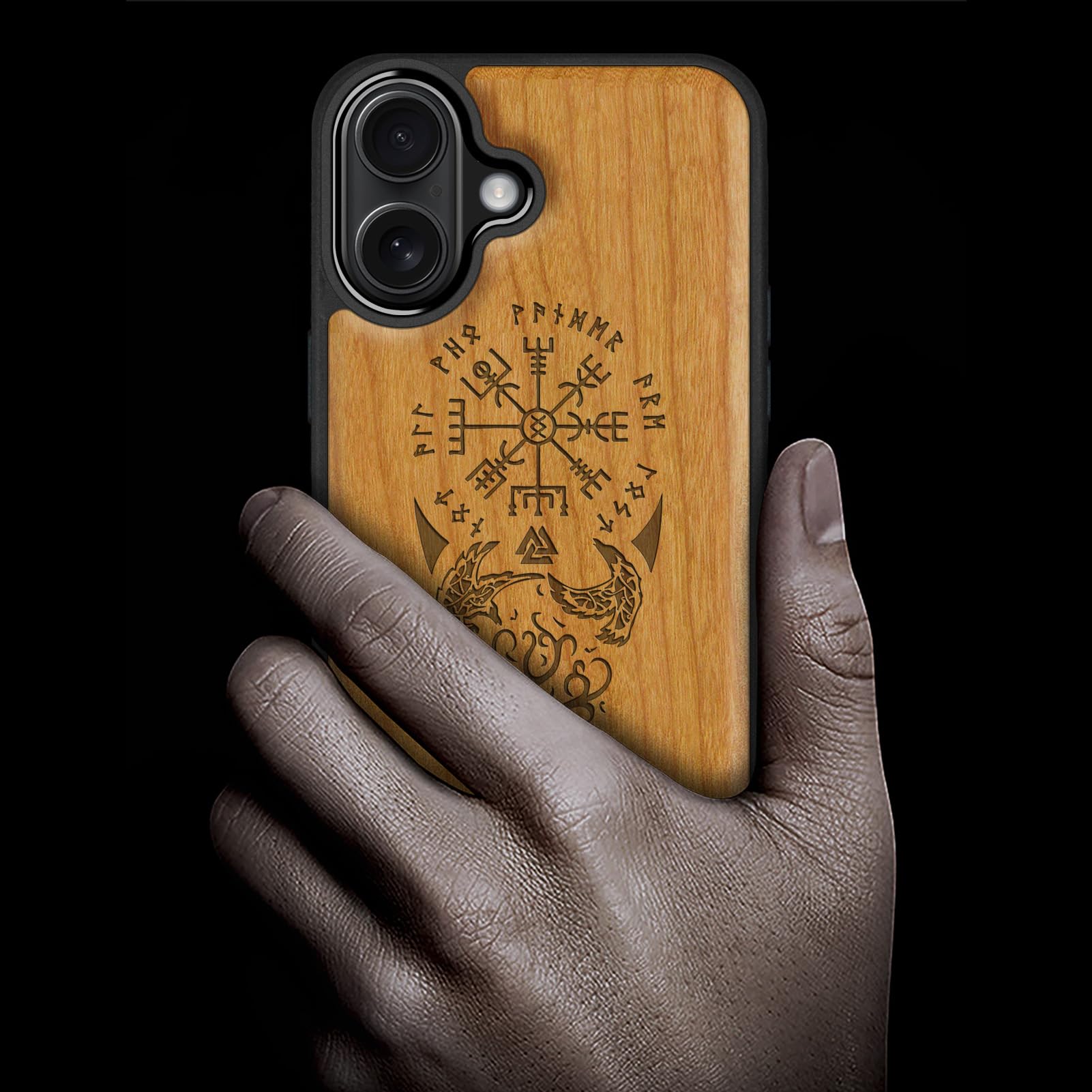 Carveit Magnetic Wood Case For IPhone 16 - Solid Walnut & Black