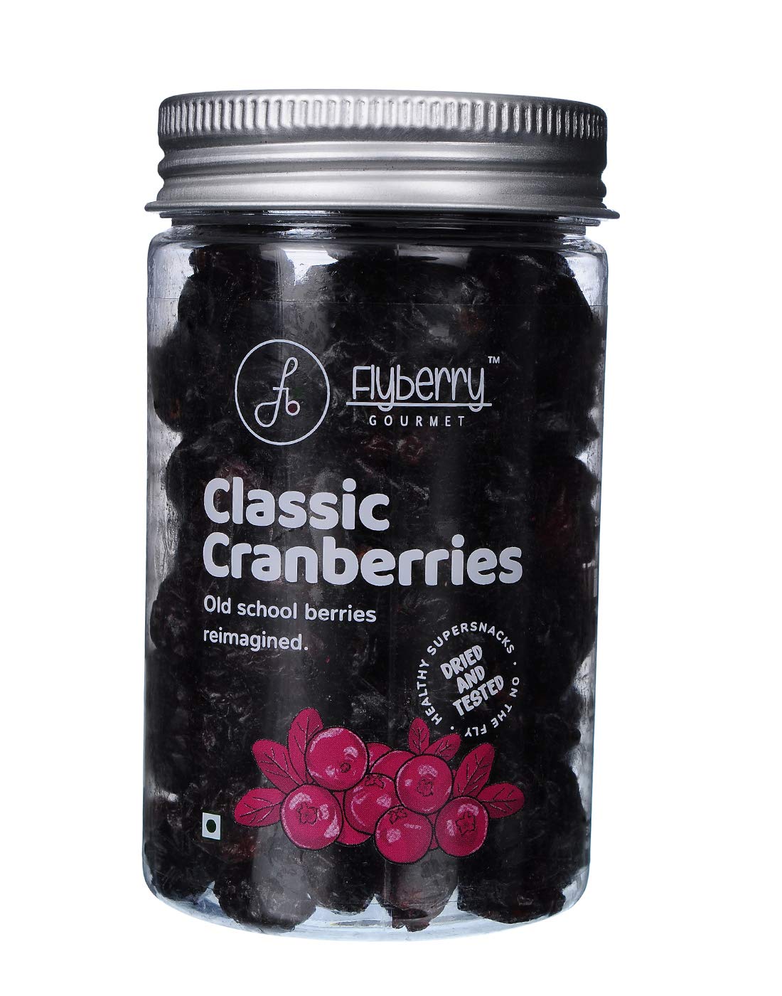 Flyberry Gourmet Dried Cranberries, 100g Whole Sugar Free Infused