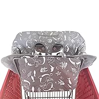 Vista 4 de Funda de asiento portátil 2 en 1 para carrito de comestibles y funda para silla de bebé (gris Seaworld)