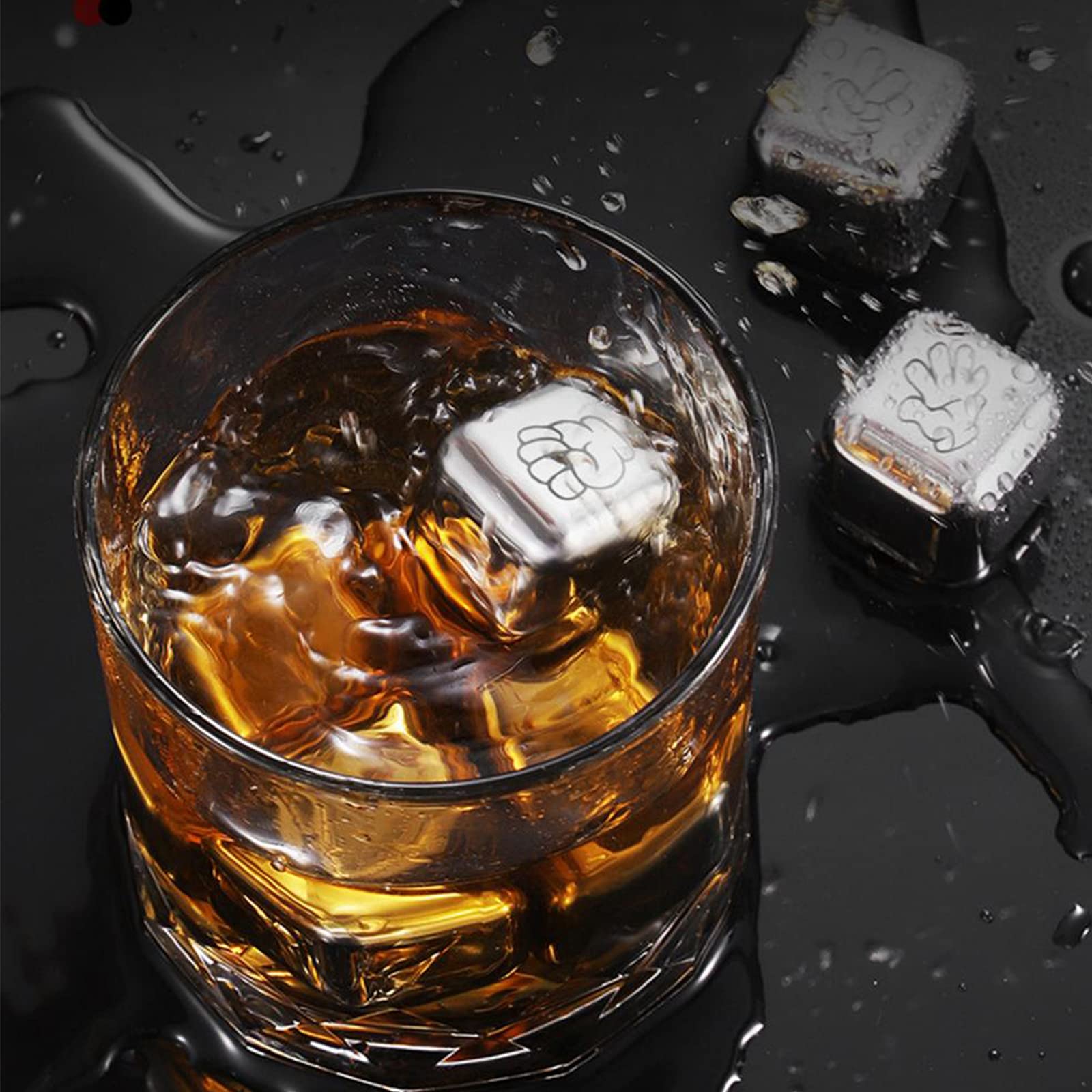 6 Piezas Whisky Chilling Stones Cubitos de Hielo Anti-deformación Reutilizable Acero Inoxidable Congelado Rápido Cerveza Fría Bar Suministros de Cocina,Blank