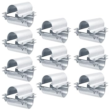 OTTFF 10 Set Greenhouse Cross Grid Pipe Connector Clamps Purlin Bracket Fit 1-3/8 inch OD Pipe, Carbon Steel Q235B Hothouse Pipe Fitting Clip with Bolts and Nuts