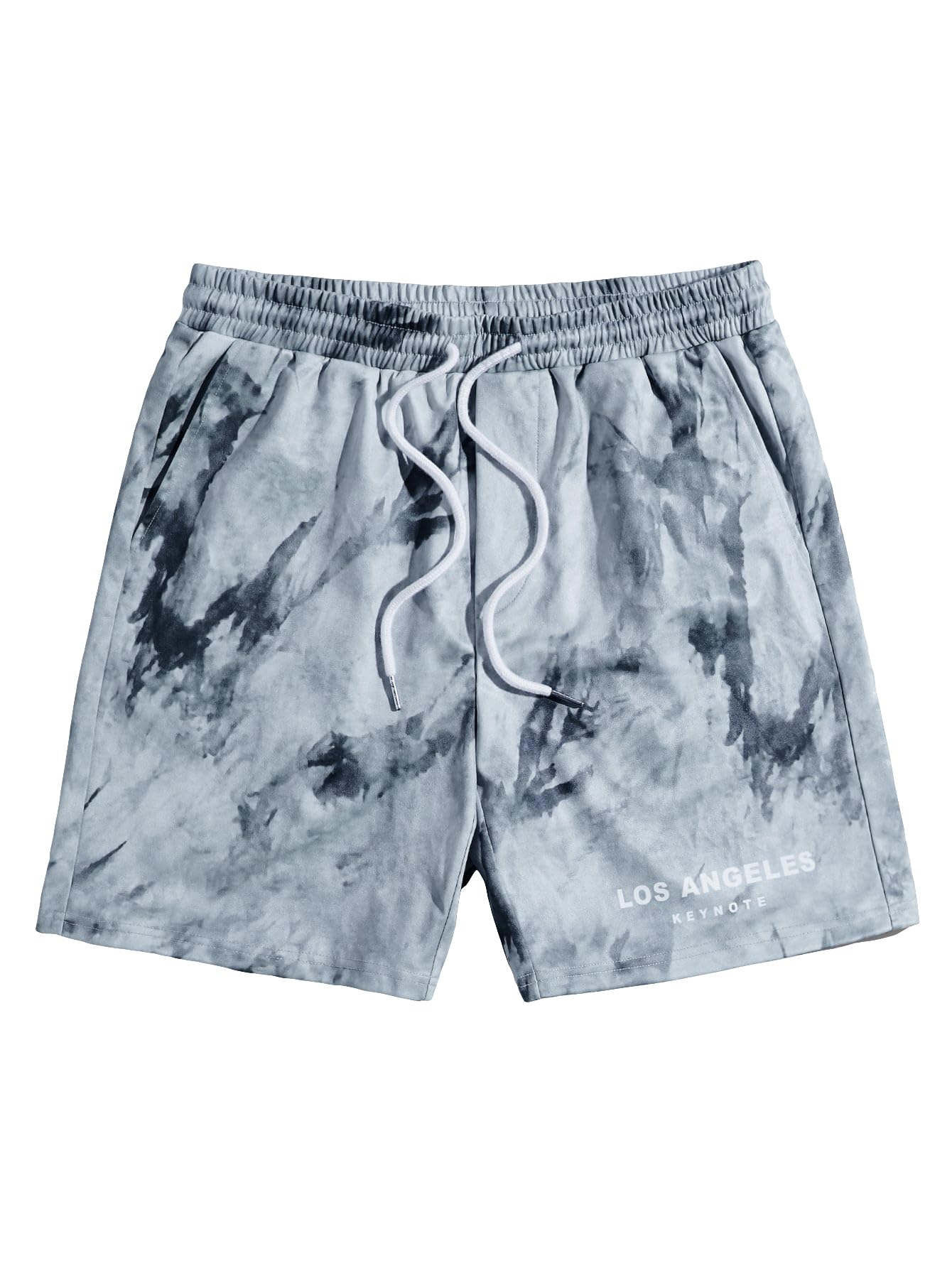 WDIRARA Men's Letter Graphic Tie Dye Drawstring Waist Workout Shorts with Pockets