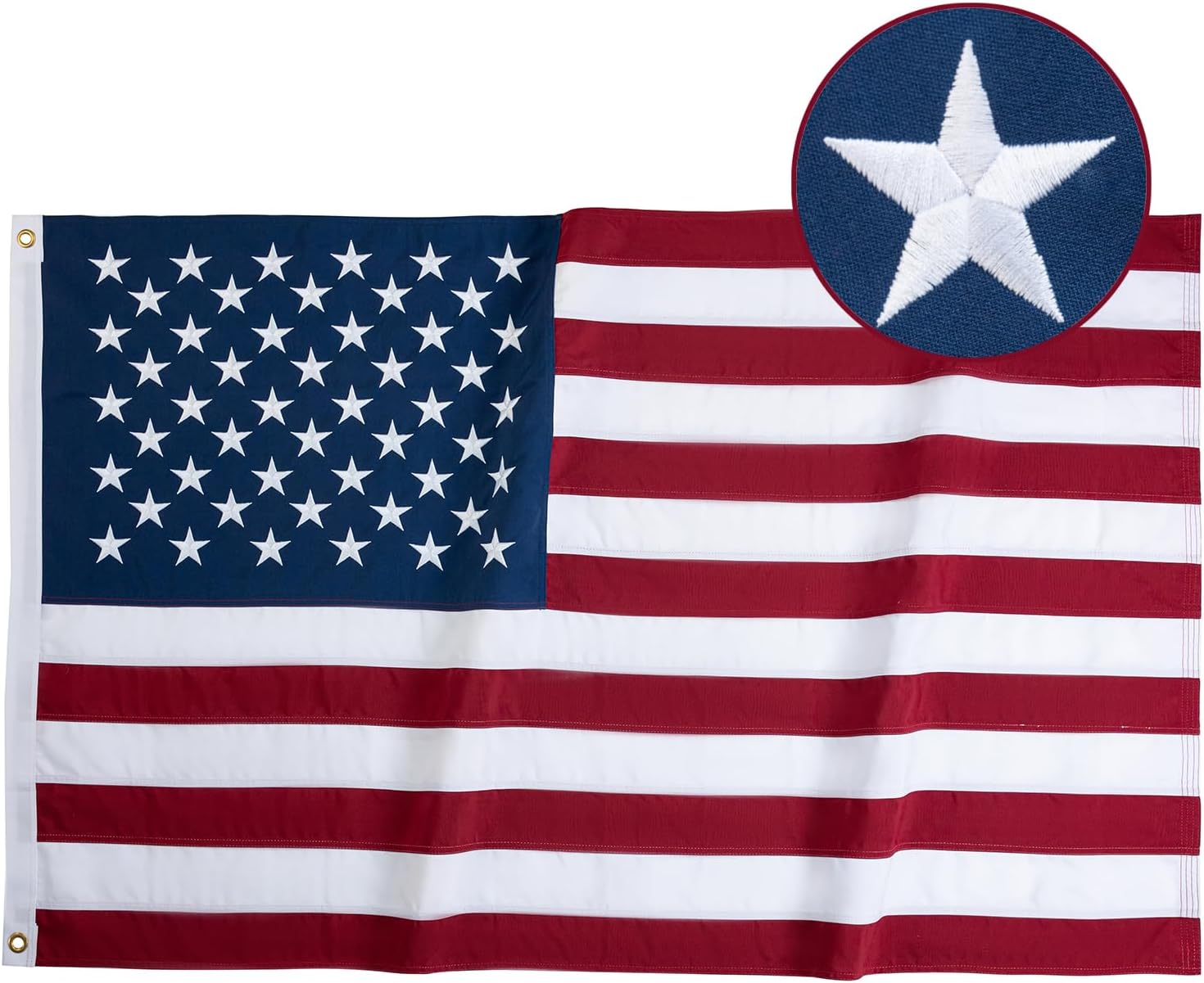 American Flag 6x10 for Outside US Flags Heavy Duty Outdoor Large USA Flag Embroidered Stars Spun Polyester for High Wind All Weather Brass Grommets