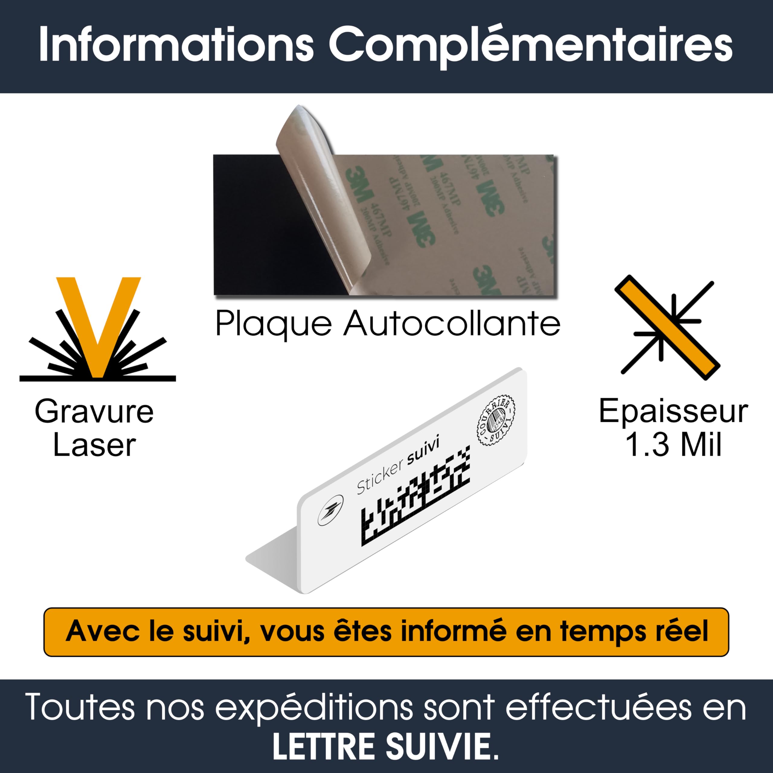 Plaque Boite aux Lettres Personnalisable - 24x10 cm - Numéro de Maison et Adresse - Gravée et Personnalisée - Signalétique Maison, Cabinet, Entreprise, Bureau, Etiquette avec Nom (Bleu)