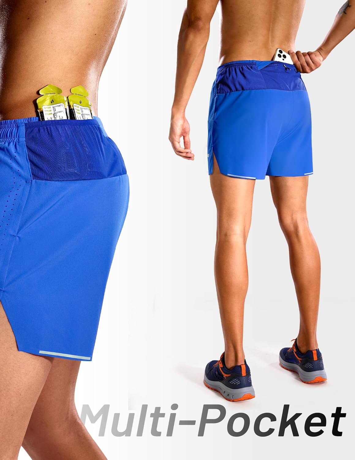 MIER Limitless - Men's 3.5'' Running Shorts, Quick Dry Brief-Lined Marathon Racing Shorts with Pockets, Packable