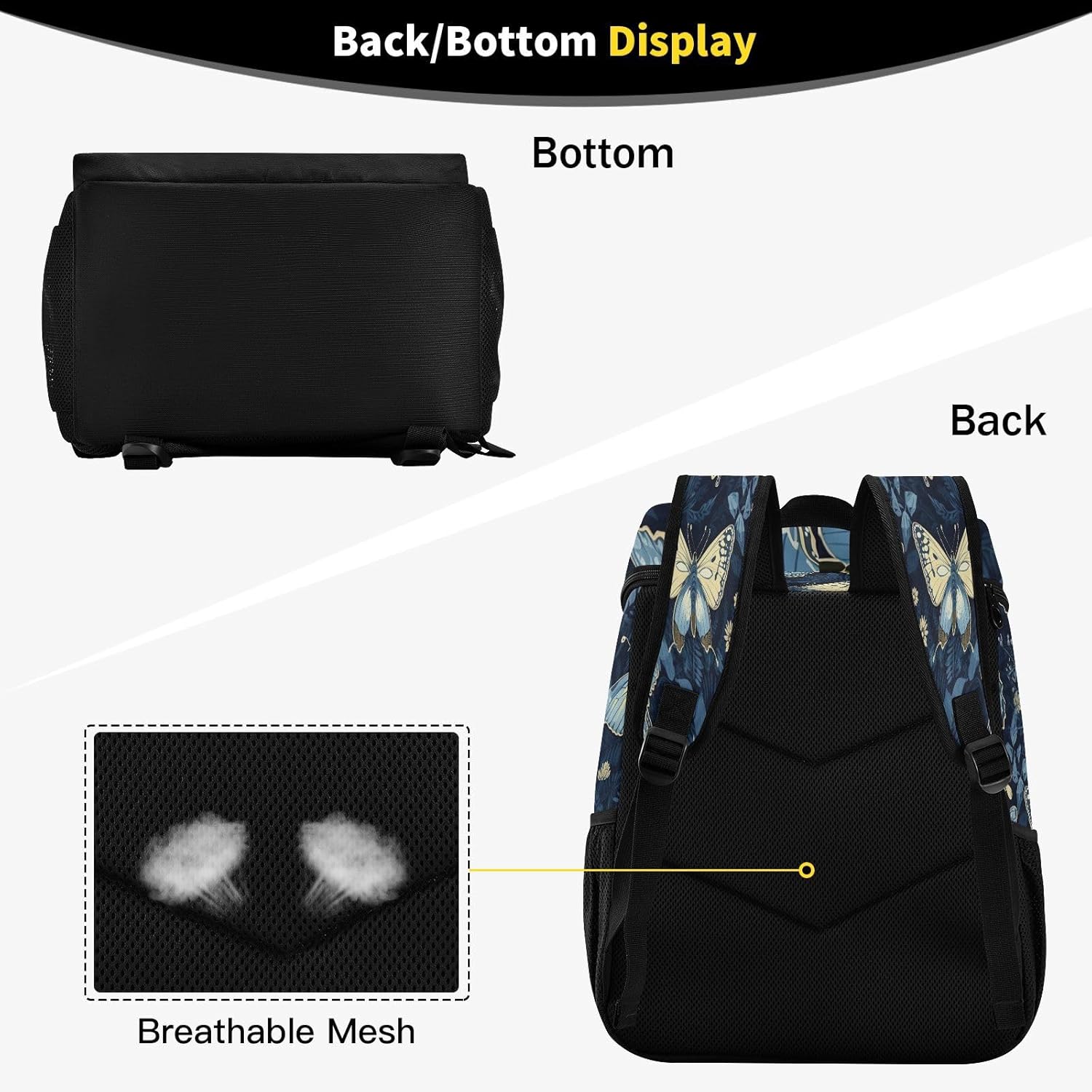 Blue Gold Butterfly Cooler Backpack 36 Cans Leakproof Waterproof Backpack Cooler Bag Beach Accessories Travel Camping Fishing Backpack for Women Men