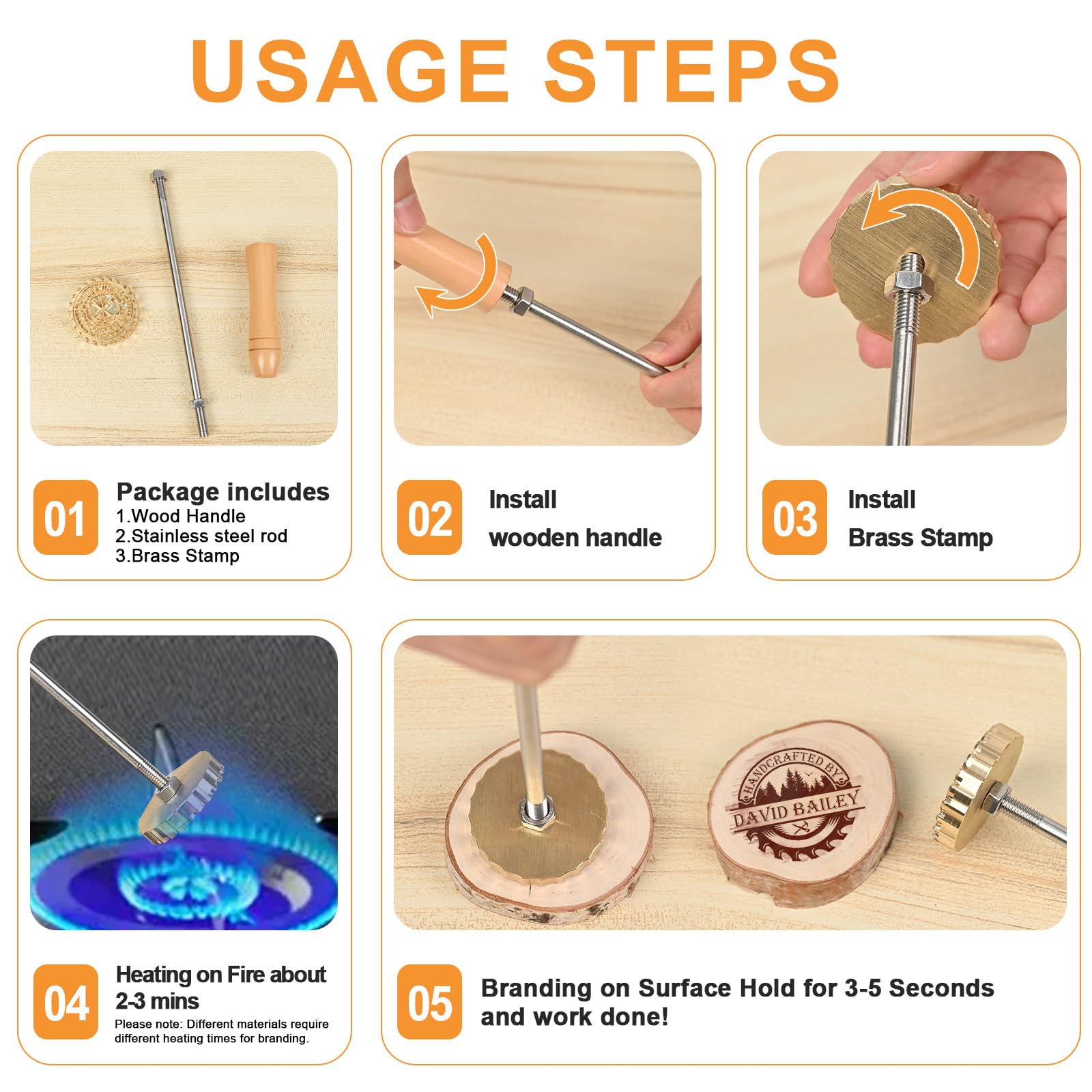 Duckbe Branding Iron for Wood, Custom Wood Branding Iron Personalized Wood Burning Stamp for Meat Bread Plastic, Metal Leather Stamp Logo Wedding Stamps, Woodworker Wood Engraver Handcrafted Gift