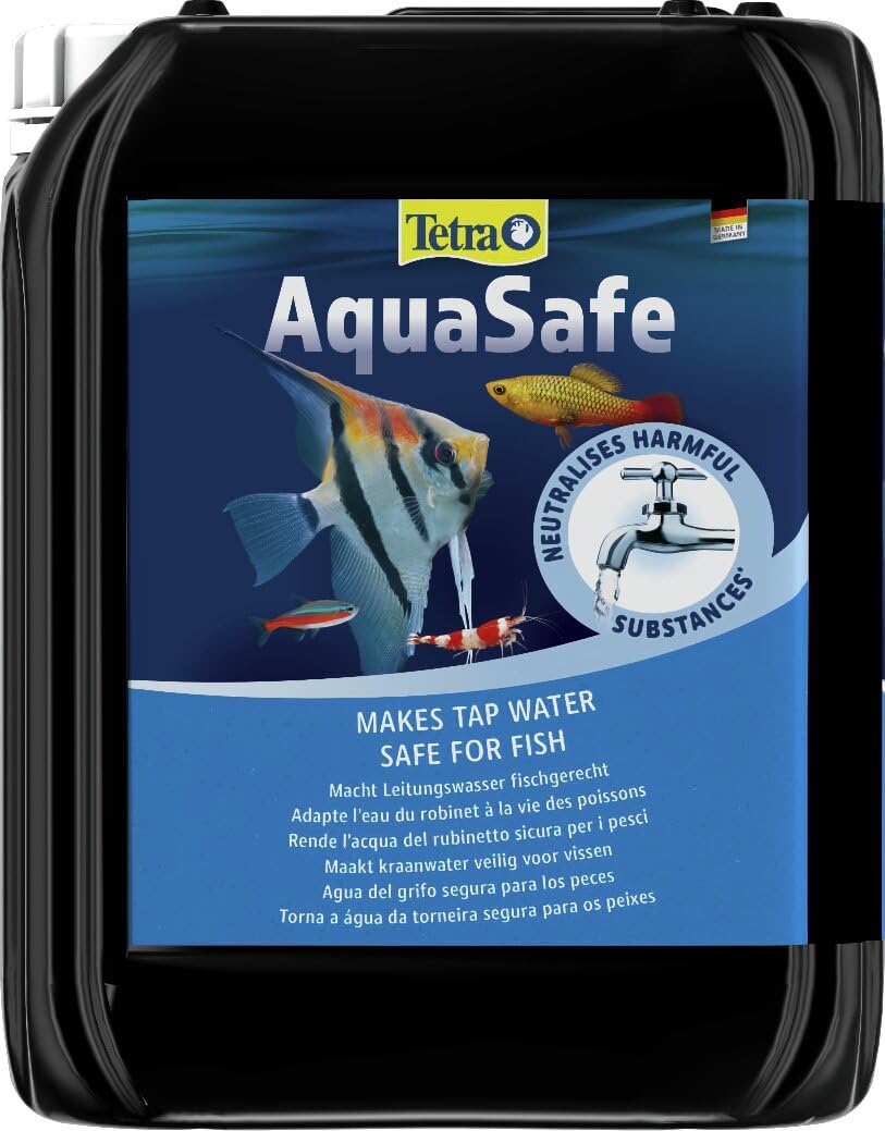 Tetra AquaSafe para Agua de Acuario Natural y Apta para Peces, Neutraliza las Sustancias Nocivas del Agua del Grifo, Bidón de 5 l