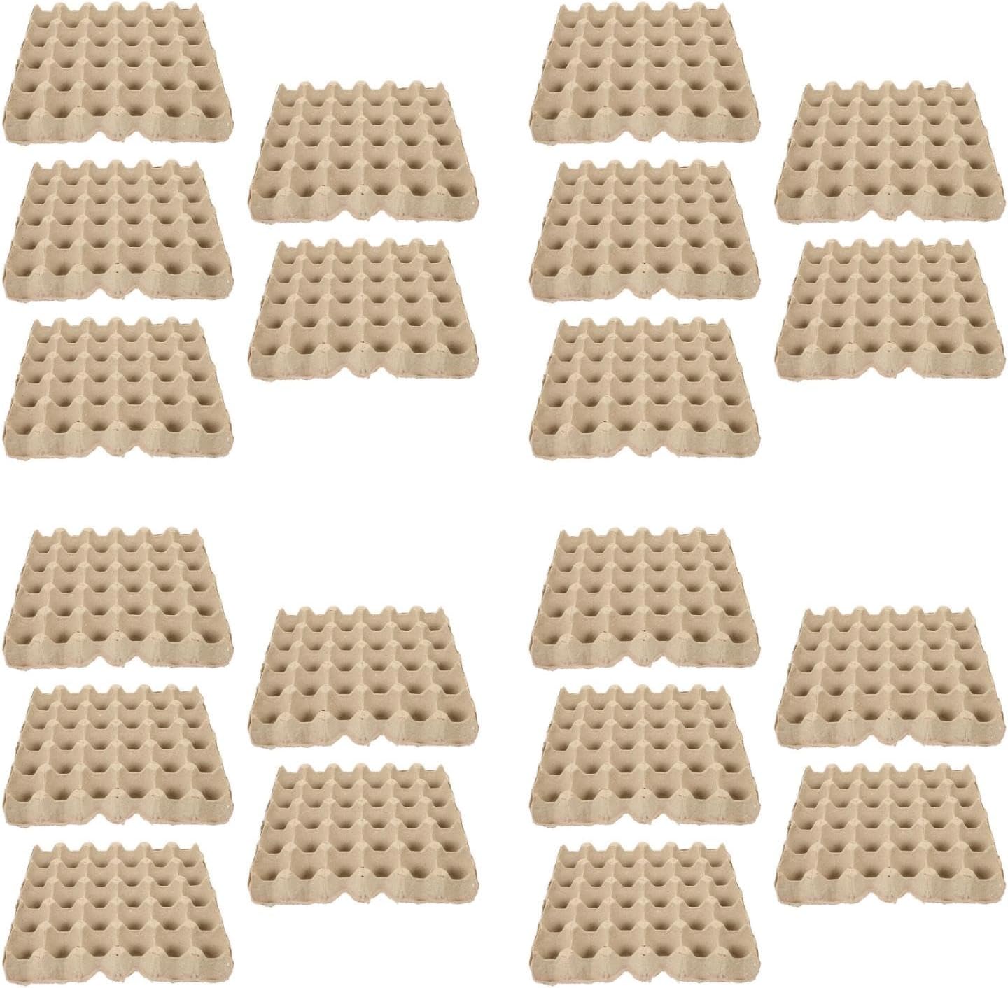 NUOBESTY 20pcs 30-count Paper Pulp Egg Trays, Reusable Filler Flats Stackable Bulk Fiber Cartons for Refrigerator Storage