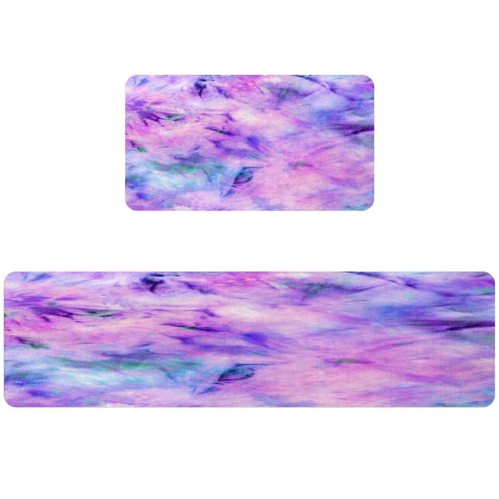 Tapis de cuisine violet tie-dye lot de 2 lavables et antidérapants
