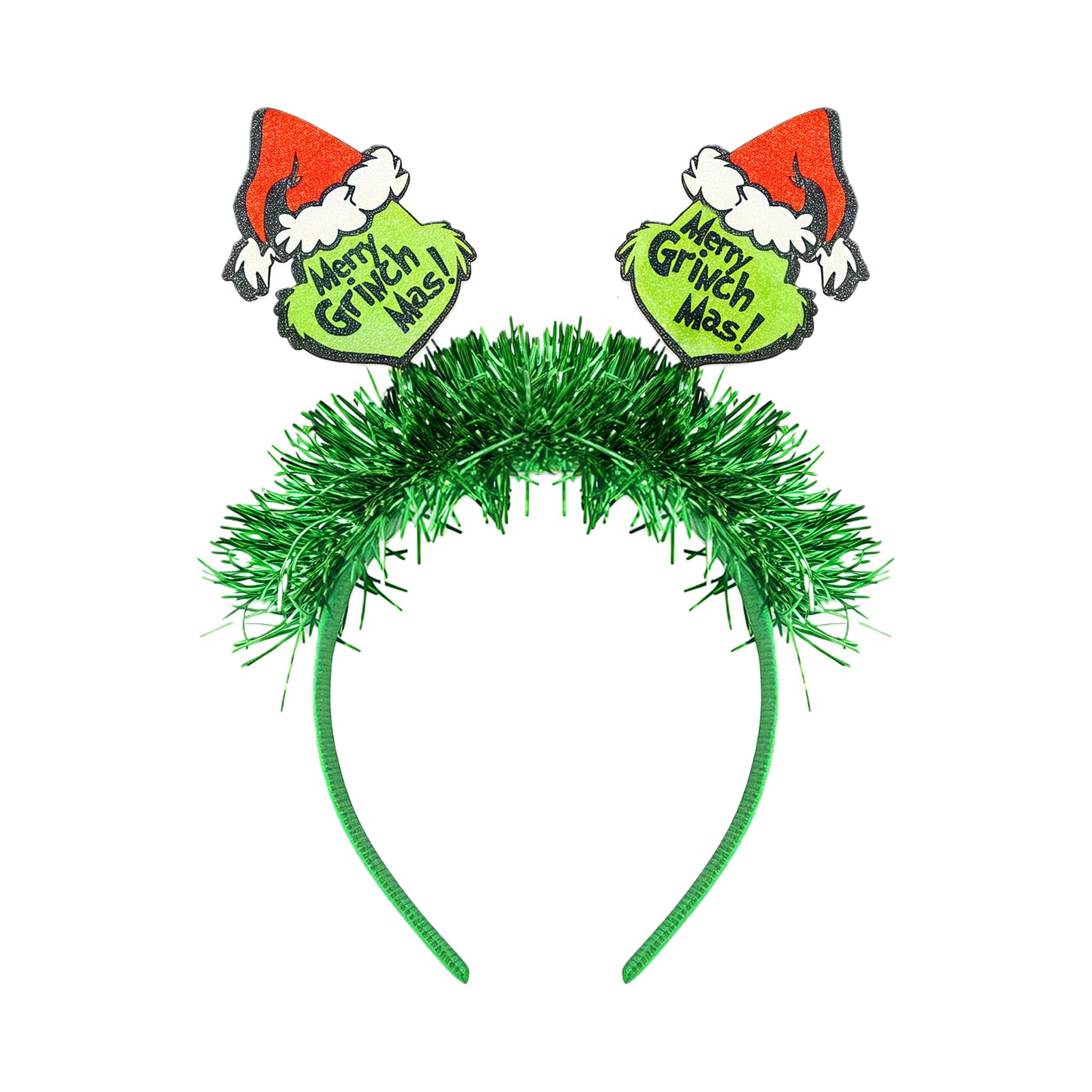 Lezevn Green Monster Head Bopper Headband Xmas Glittery Hair Band Christmas with Springy Faces Cartoon Green Classic Decorations for Winter Holiday Accessory
