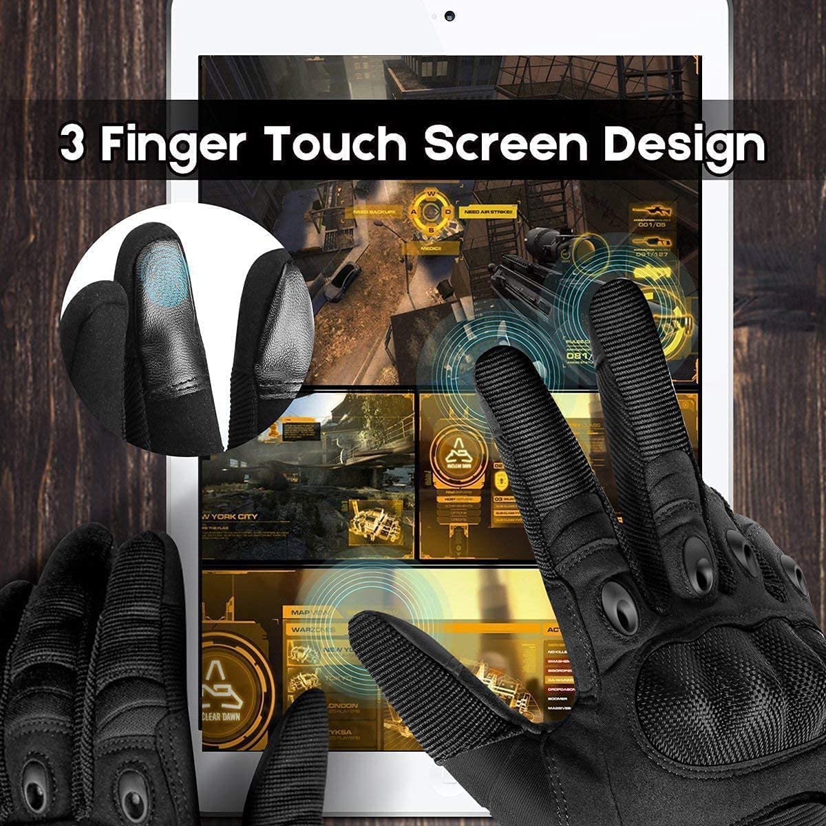 Habiba Mitones Guantes de Pantalla táctil, Guantes de Hombre para conducción al Aire Libre, Motocicletas, protección de articulaciones, Guantes de Dedo Completo para Hombre, Negro Cálido