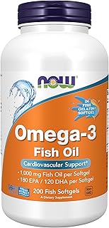 NOW Foods Supplements, Omega-3 180 EPA / 120 DHA, Molecularly Distilled, Cardiovascular Support*, 200-Fish Gelatin Softgels,Packaging may vary