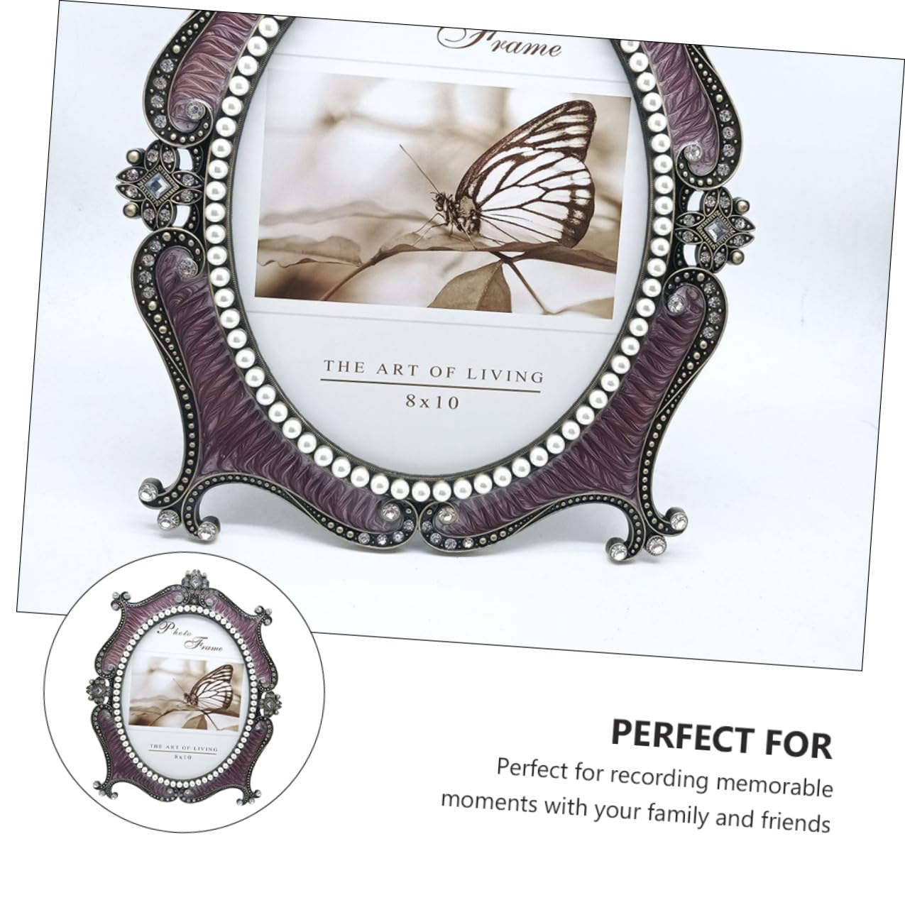 Toyvian Marco de Fotos Clásico Europeo Metálico 10 Pulgadas, Portafotos Decorativo para Boda y Hogar, Marco de Fotos Artístico Resistente para Salón, Dormitorio y Oficina