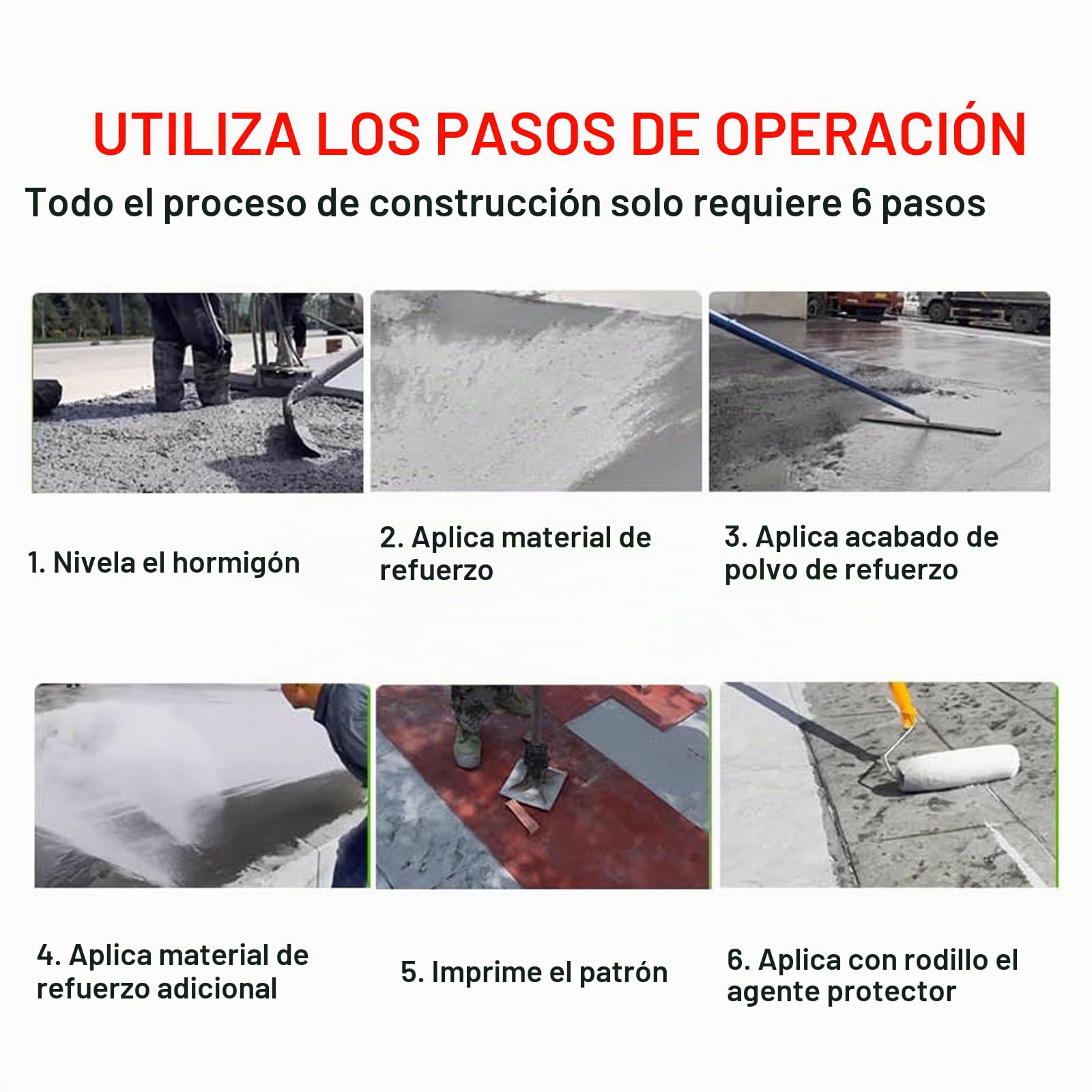 Moldes Hormigon Impreso con Asas, Textura de Piedra, Sello de Poliuretano for Piel Texturizada de Hormigón de 60x30cm for Carreteras, Muros