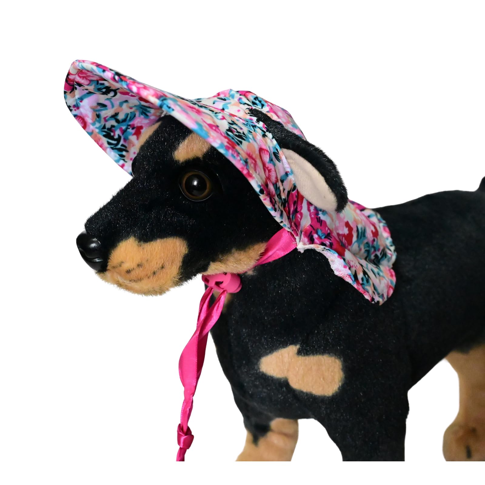 BT Bear Dog Hat,Flower Rural Lace up Pet Sunshade Hat Dog Hats for Cats Puppy Small Dogs,Pink S, Pink Flower