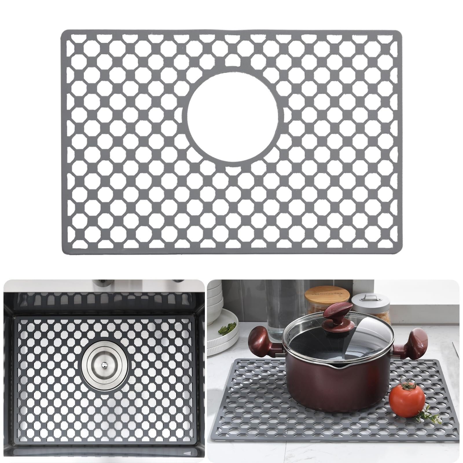 Alfombrilla de silicona para fregaderos de acero inoxidable y porcelana, cuida tu vajilla