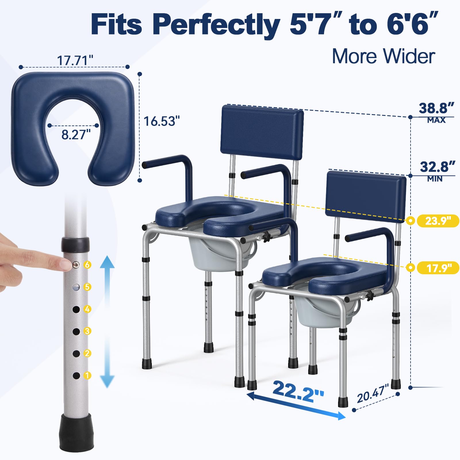Portable Bedside Commode for Seniors - FREE SHIPPING -5
