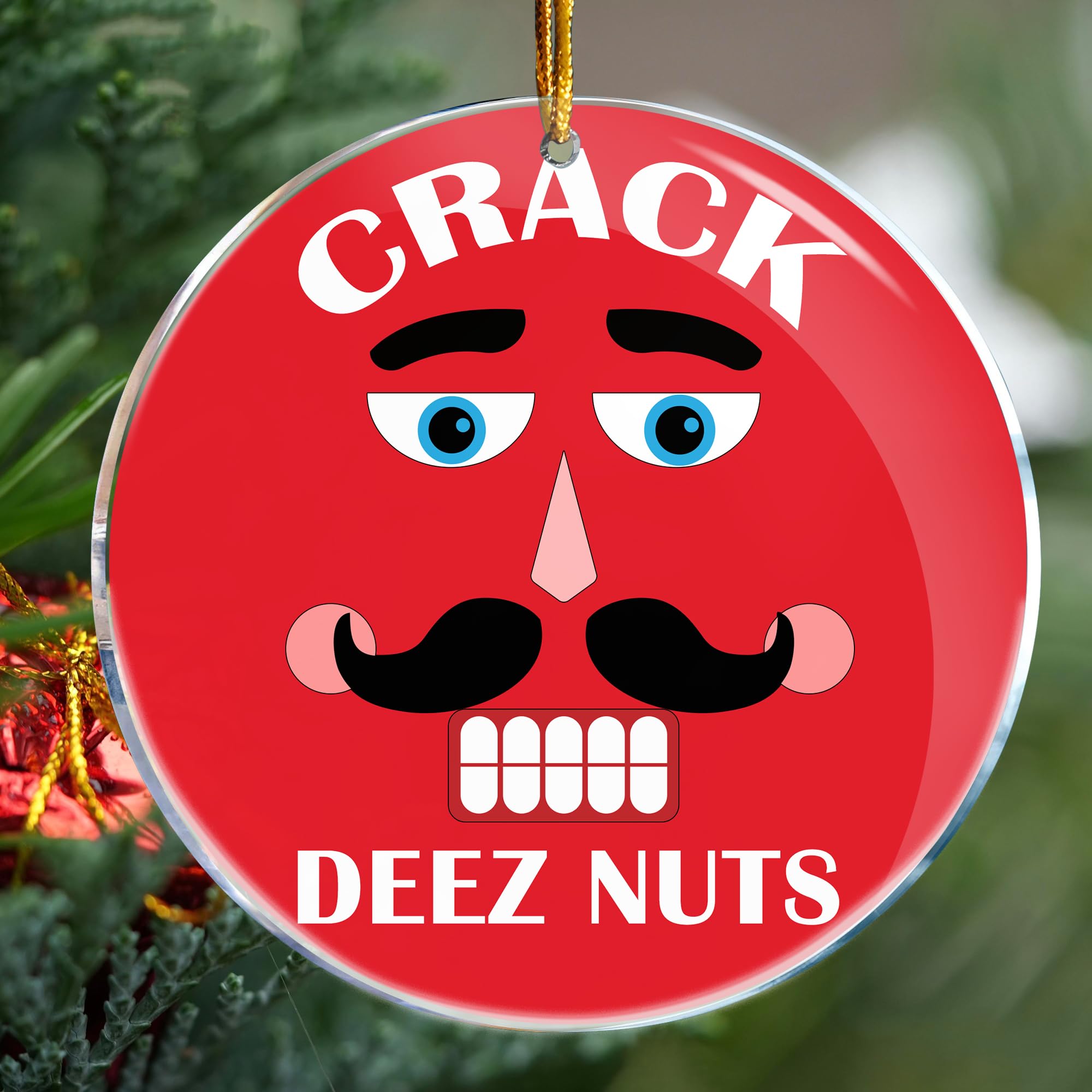 ROCI Crack Deez Nuts Funny Christmas Ornament Nutcracker Humor Christmas Pun - Christmas Ornaments - Christmas Decorations - Gag Gifts - Nasty Naughty Gifts - White Elephant Gifts - Stocking Stuffers