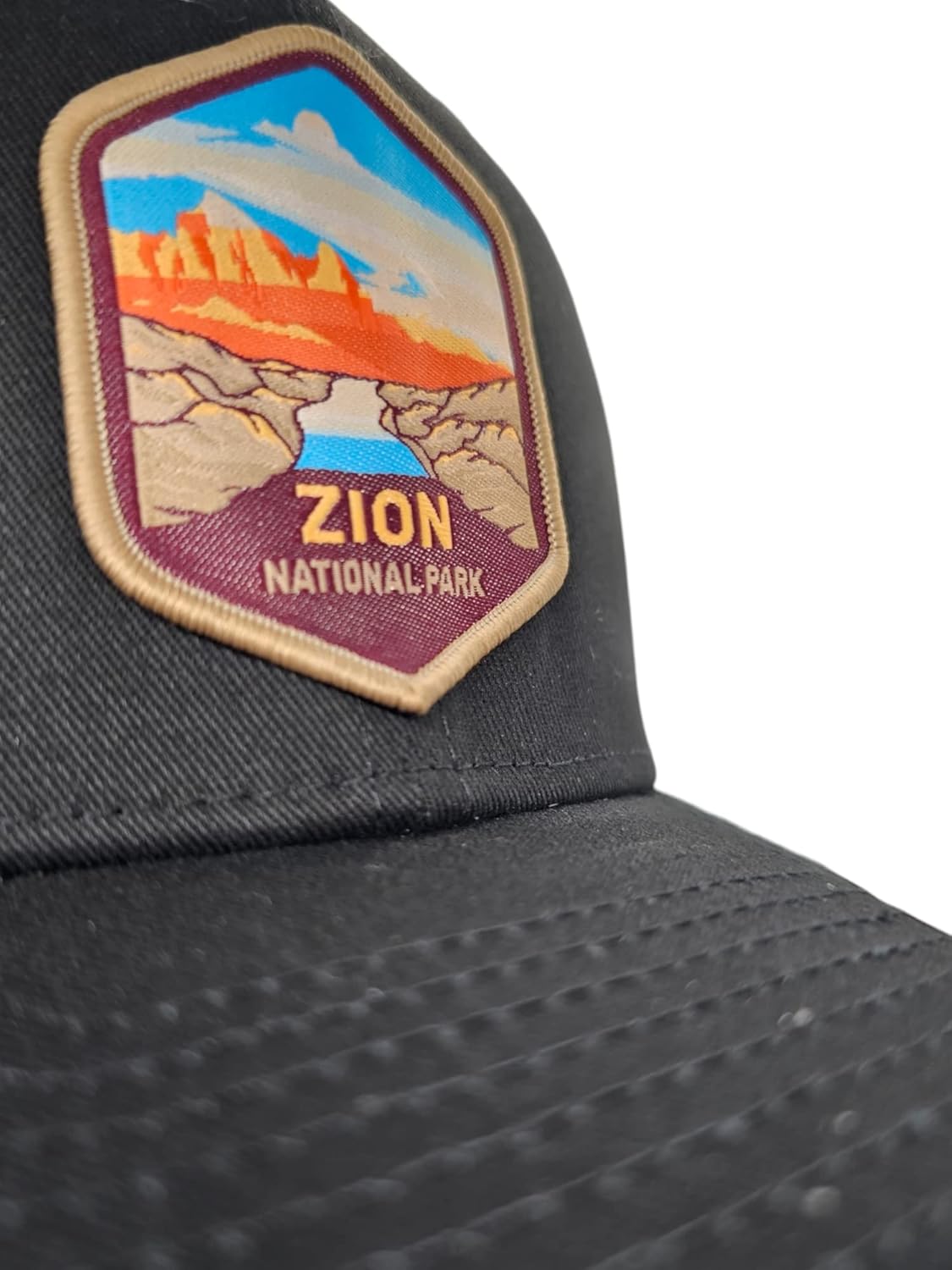 Zion National Park Trucker Hat w/Mesh Backing Woven Patch
