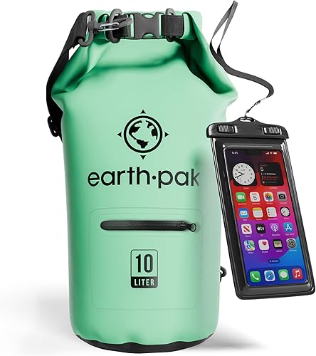 Mochila impermeable Earth Pak con bolsillos frontales con cremallera que mantiene todo seco para andar en kayak, ir a la playa, hacer rafting, andar