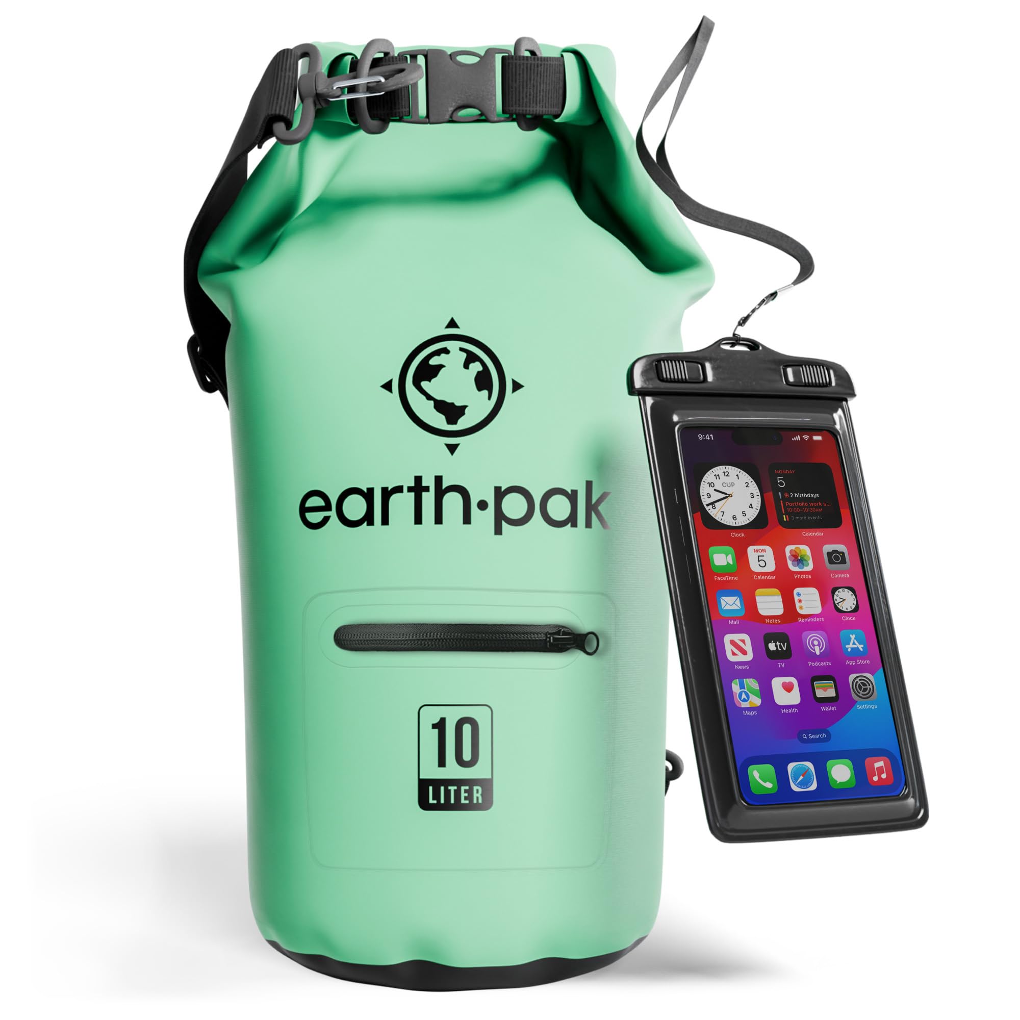 Earth Pak Wodoodporna torba z kieszenią zapinaną na zamek błyskawiczny – wodoodporny plecak, sprzęt do pływania łodzią, torba na plażę, akcesoria kajakowe, wodoodporne etui na telefon