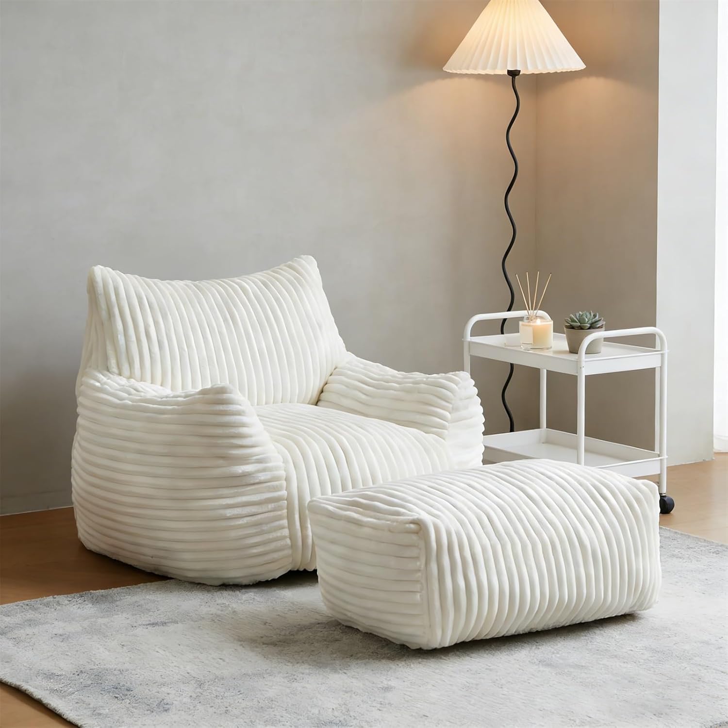 Premium Bean Bag Sofa, Plush Beanbag Chair for Adults & Kids, Bean Bag Chairs for Kids, Comfy Bedroom Chair with Armrests(with footrest)