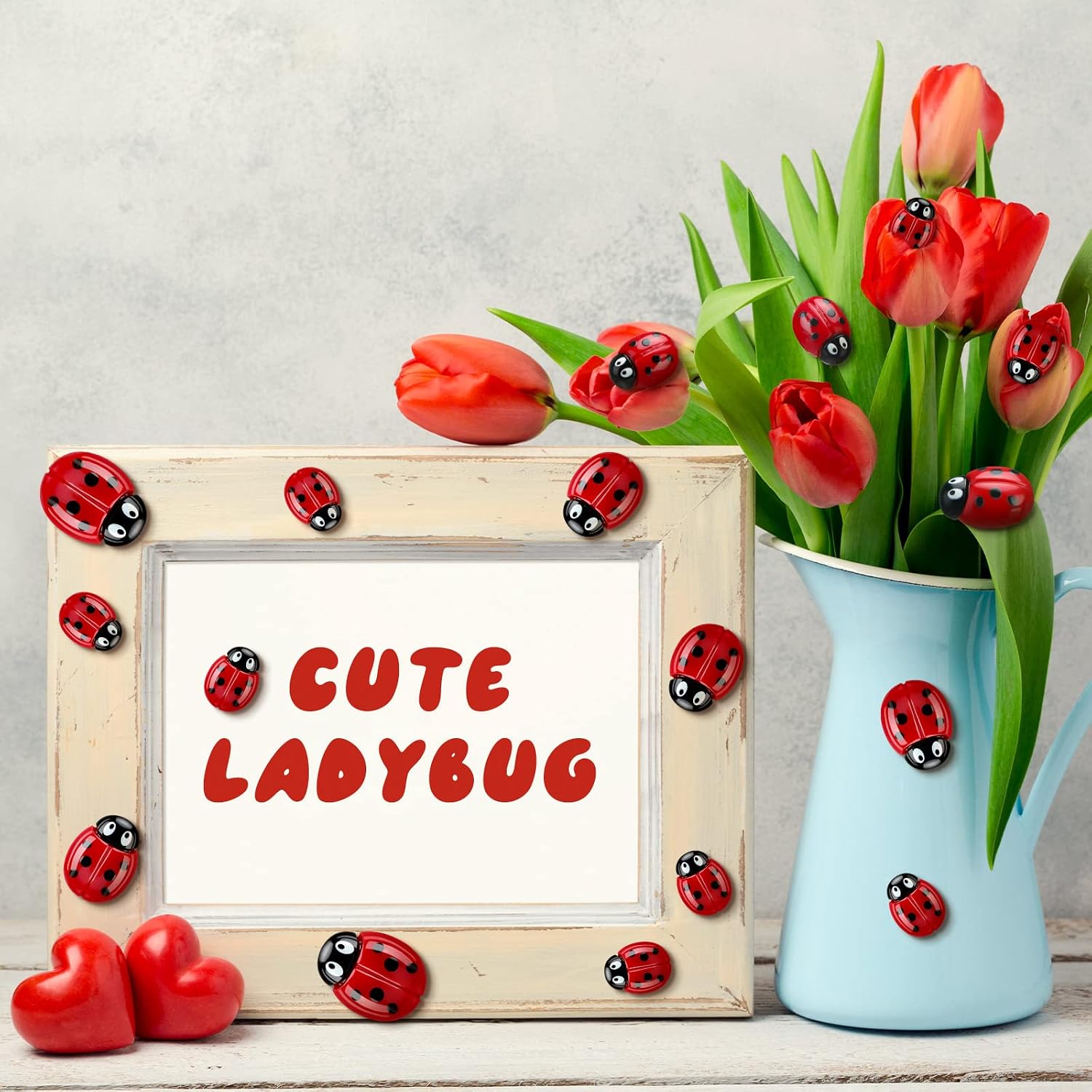 100 Pieces Tiny Resin Ladybug Ornaments Decor 0.98 Inch, 0.74 Inch, 0.55 Inch Tiny Ladybug for Crafts Flatback Ladybug Shaped Embellishments Ladybug Charms for Wreath Party Home Decoration (Ladybug)