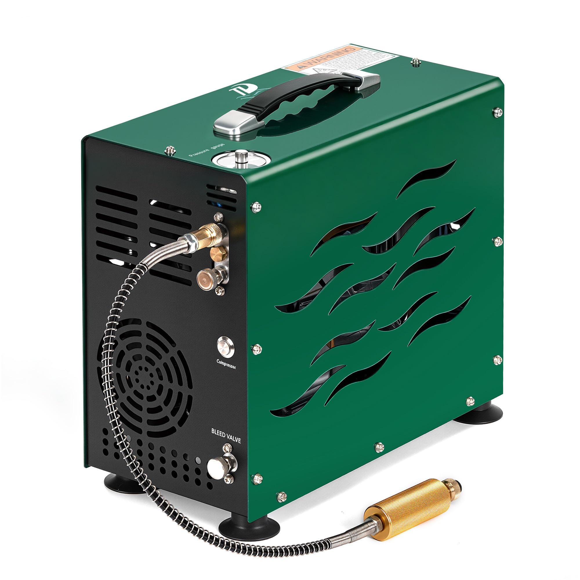 TUDIVING – 4500 Psi/300 Bar Luftkompressor | 800 W Zweizylinder-Antrieb | Schnelles Aufpumpen | Automatische Abschaltung | Hochdruckkompressor für PCP, Paintball, Luftgewehr und Tauchflaschen