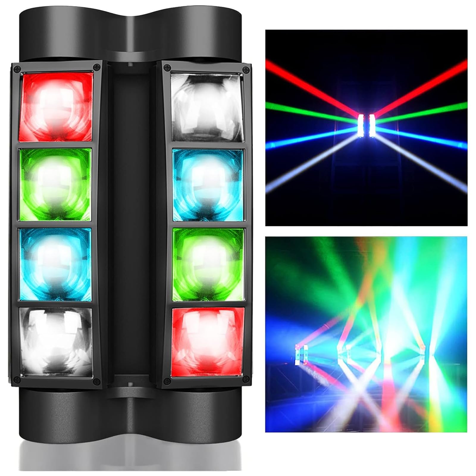 Tazweeq Stage Lights, Party Moving Head DJ Lights, RGBW 8x3W Spider LED Lights, Sound and DMX-512 Controls for Parties, Bars, Clubs, Wedding Events, Carnival Celebrations, Disco Stage Lights