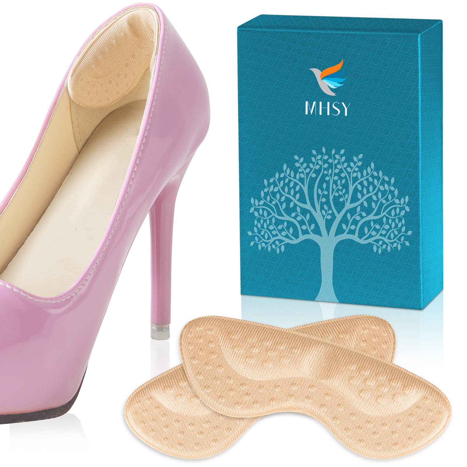 MHSY Heel Grips for Womens and Mens Shoes, 3 Pairs Heels Pads with Strong Self-Adhesive for Loose Shoes, Heel Cushion Inserts Prevent Slipping and Rubbing Feet, Improve Shoes Fit and Comfort