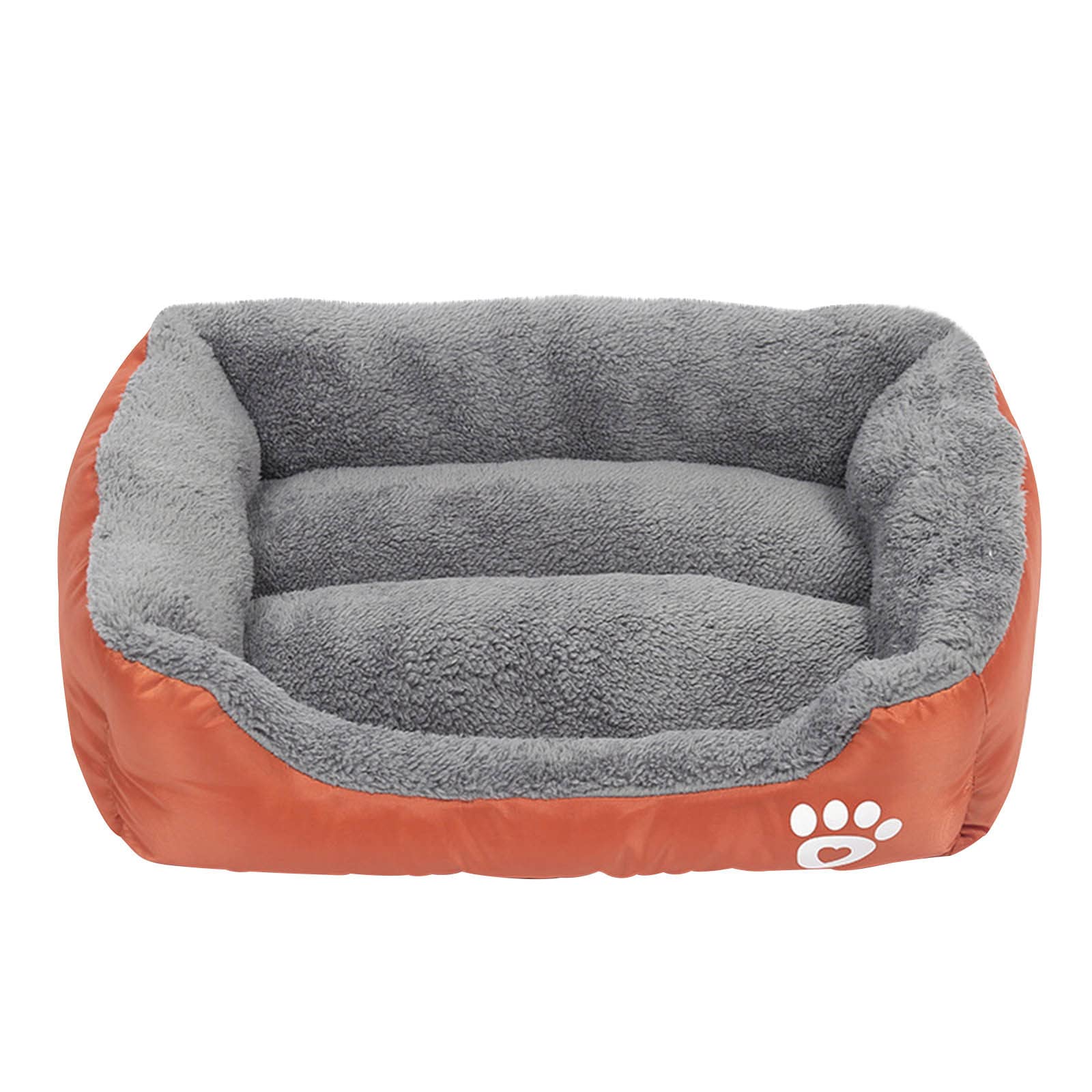 wuitopue Cat Dog Pet Warm Bed Winter Indoor Soft Plush Pet Sofa Bed Square Fluffy Pet Calming Bed for Cat Dog Puppy Pet Sleeping Self Warming Snooze Sleeping Cozy Kitty Teddy Kennel (S, Orange)
