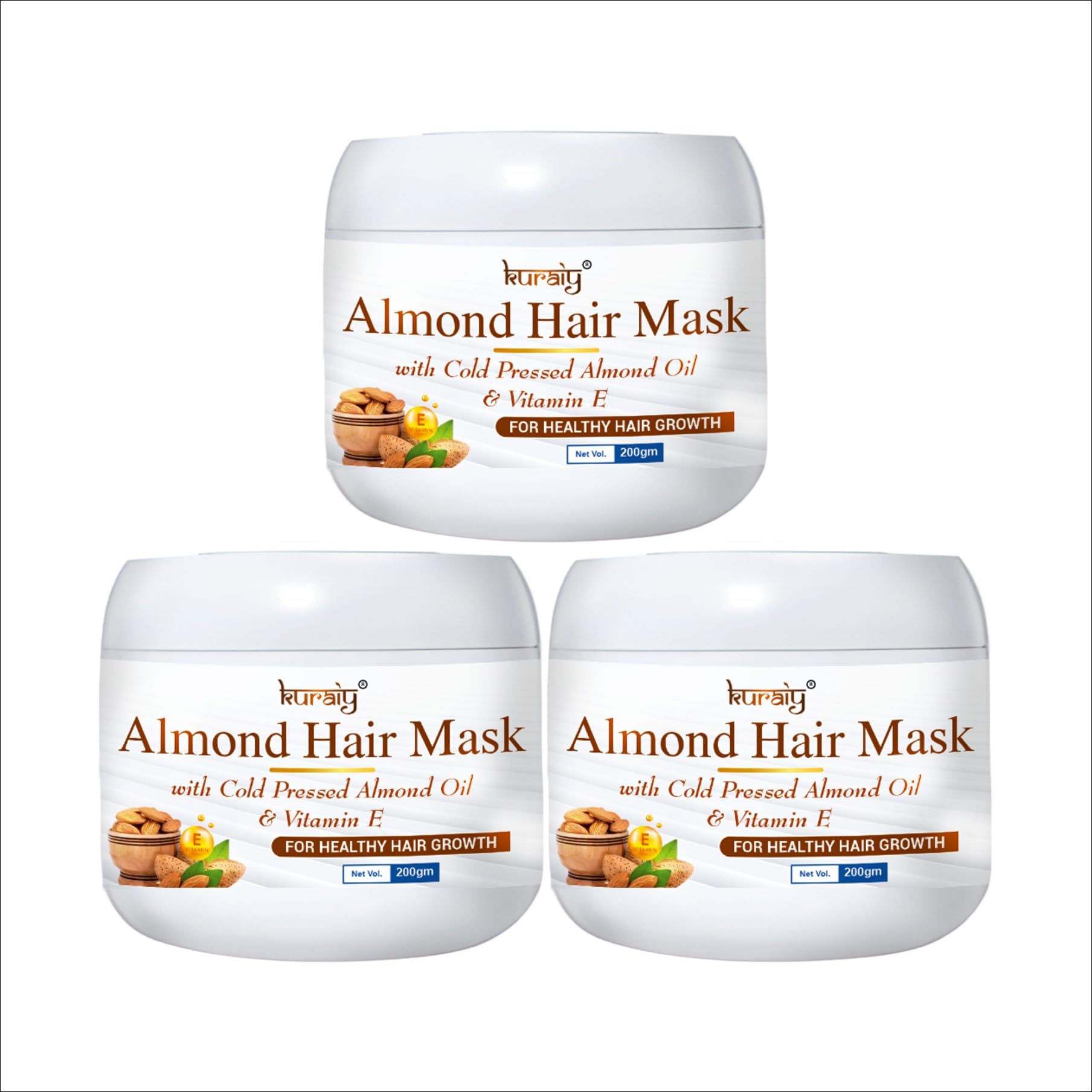 Almond Hair Mask With Cold Pressed Almond Oil & Vitamin E For Healthy Hair Growth 200g Pack of 3-image-39