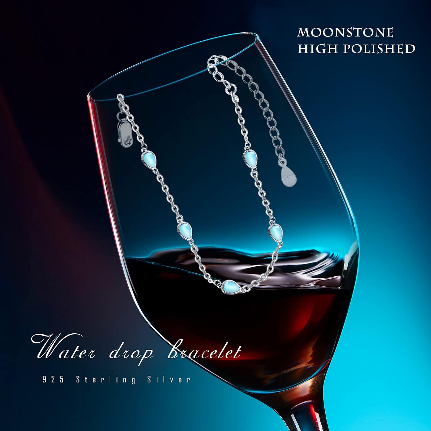 Cuoka Moonstone Bracelets 925 Sterling Silver Rainbow Round Moonstone Bracelet Moonstone Jewellery for Women Girlfriend Mom (Round, Silver)