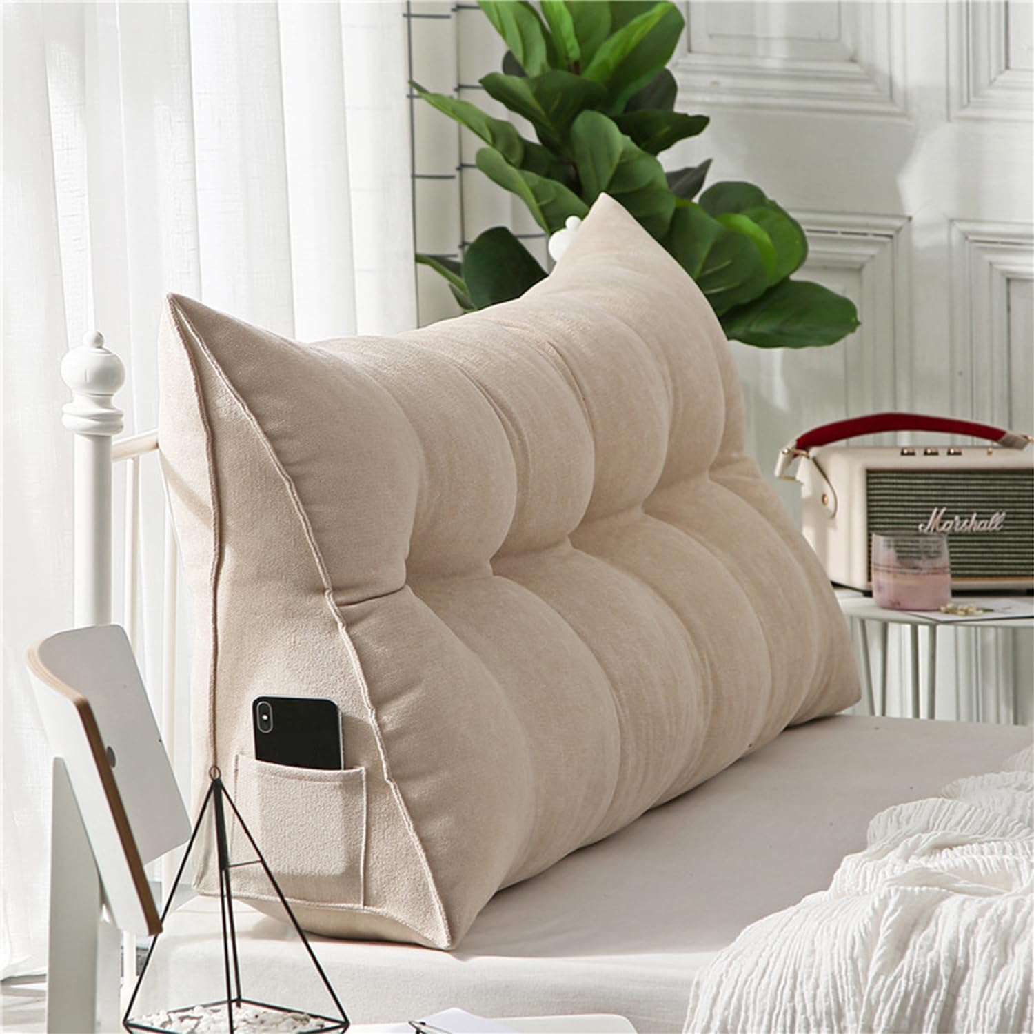 WNRLL Almohadas Cuña para Cabecero de Cama Almohada Triangular de Lectura Cojín de Apoyo Lumbar Respaldo de Cintura Cojín Suave para Sofá Cama,18,180x50x20cm/71x20x8in