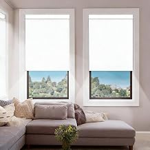 DENFOON Motorized Blinds with Remote,Thermal Electric BlindsSolar Panel,Customizable Automatic Roller Shades, Blackout Remote Control Blinds for Windows Upgrade to smart Blinds, White,36" W x 72" H