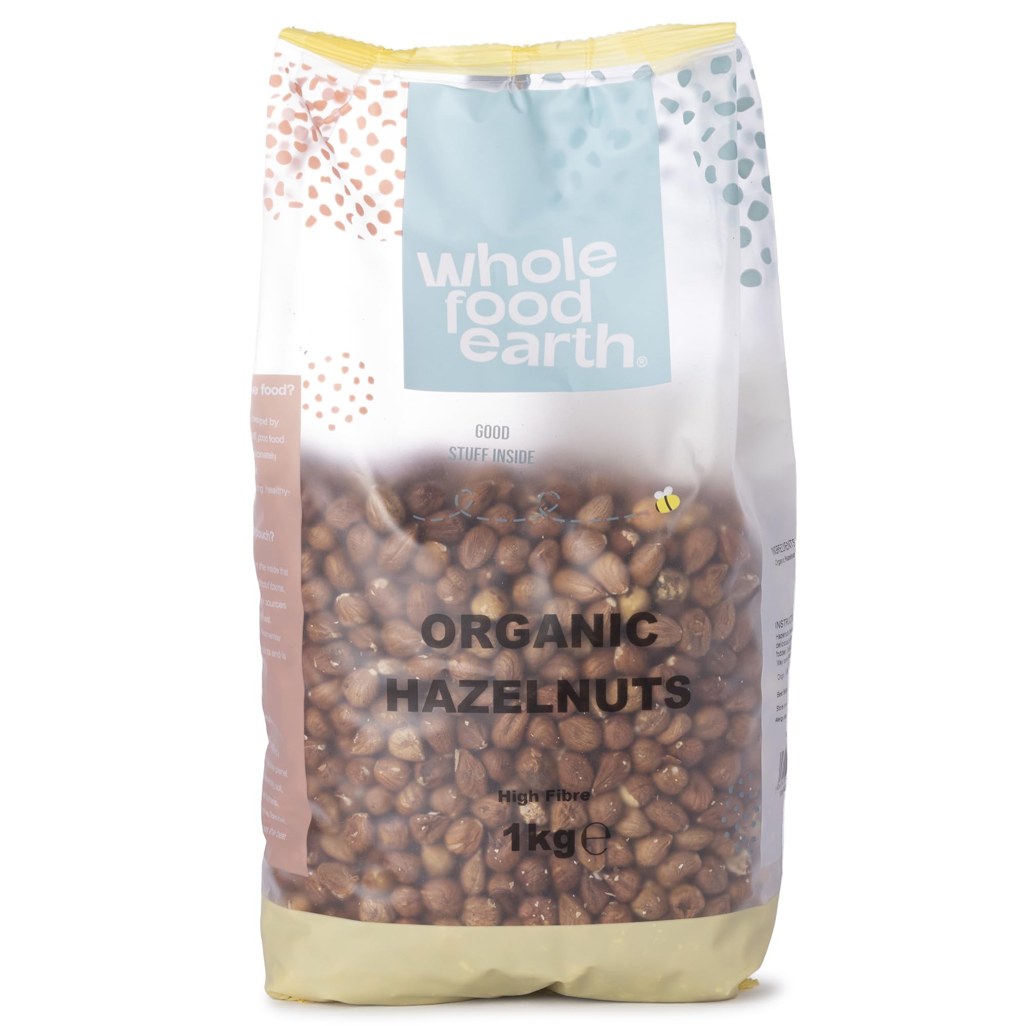 Wholefood Earth Organic Hazelnuts – 1 kg | Raw | GMO Free | Vegan | High Fibre | Certified Organic