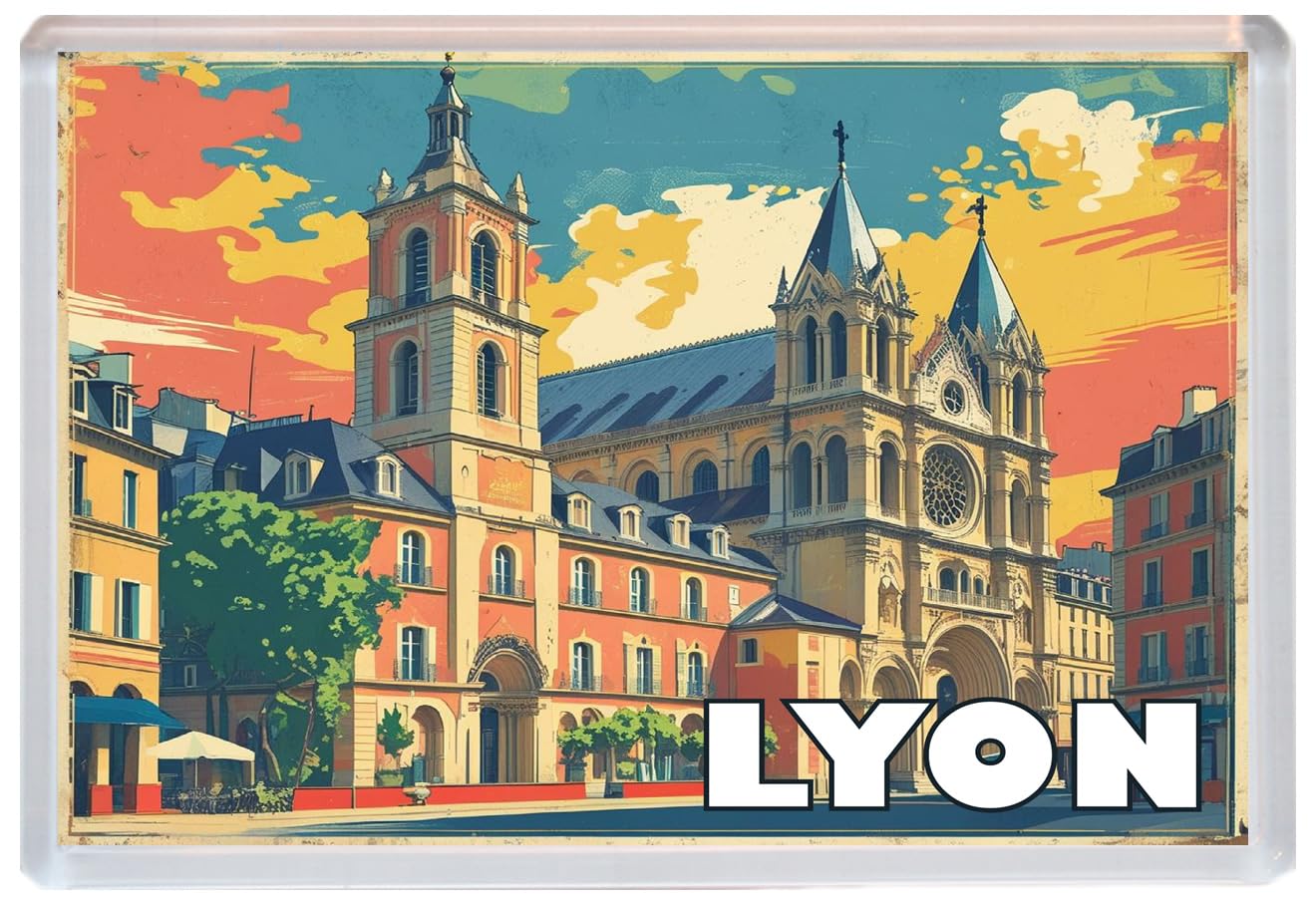 Baked Bean Store Multicolor Lyon - France - Jumbo Artistic Fridge Magnet 96 X 67Mm Bbsfhm1888