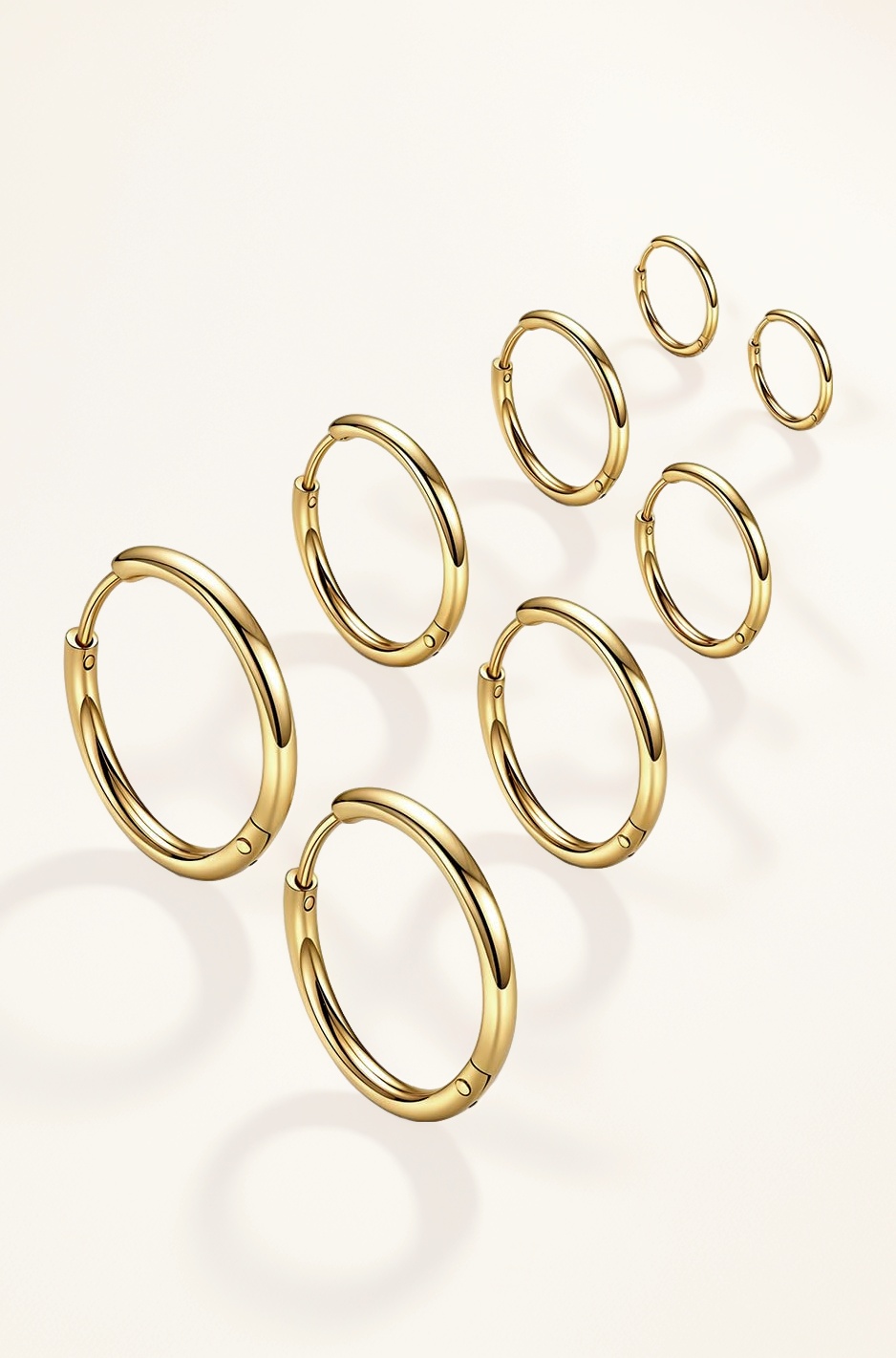 4 Pairs Hoops Earrings for Women Men Stylish Gold Stainless Steel Hoop Earrings 8mm/10mm/12mm/14mm Hoop Ear Rings Fashion Couple Jewellery Earrings set Birthday Gift for Men Women Girls