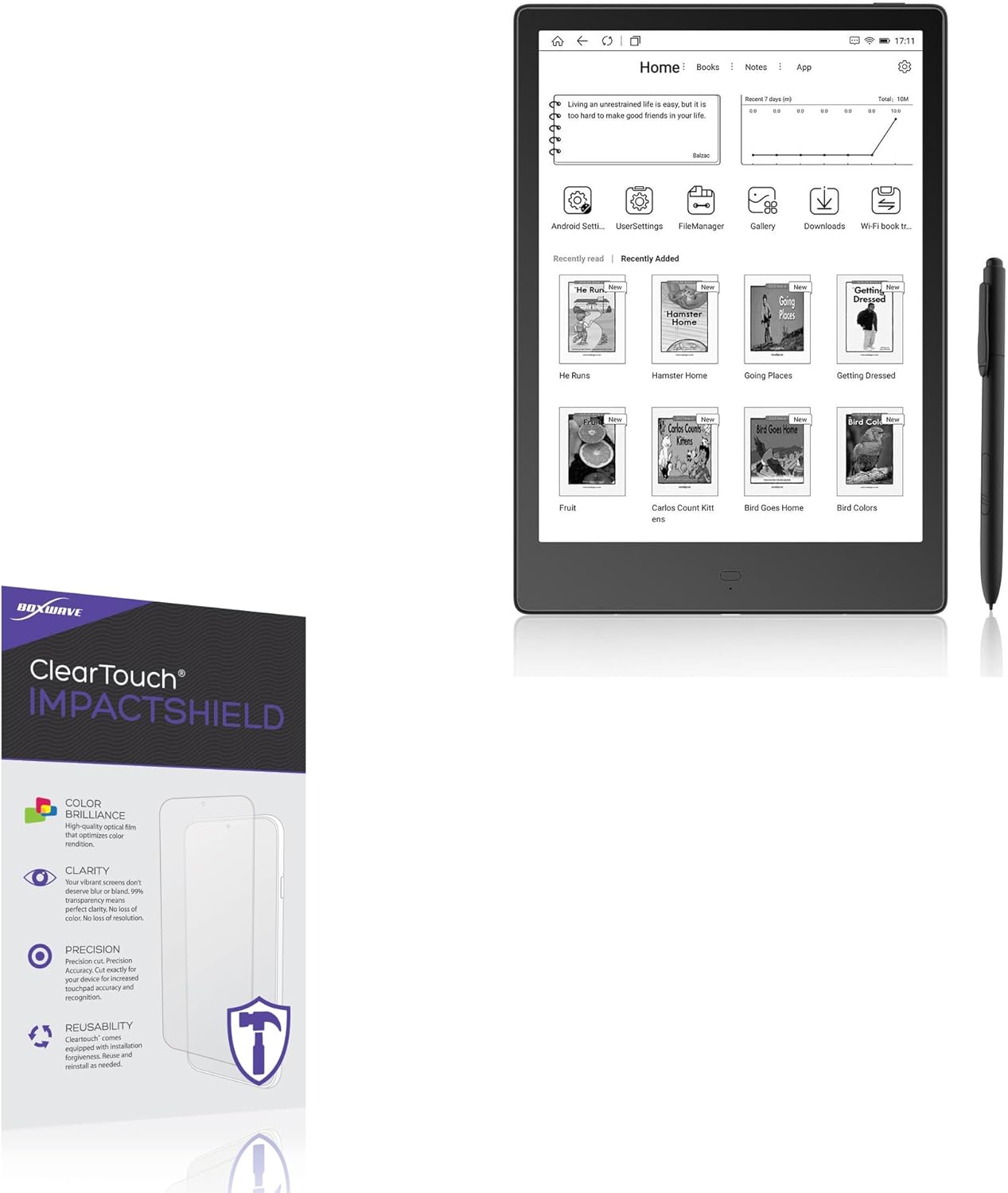 BoxWave Screen Protector Compatible With Boyue Likebook Alita - ClearTouch ImpactShield (2-Pack), Impenetrable Screen Protector Flexible Film
